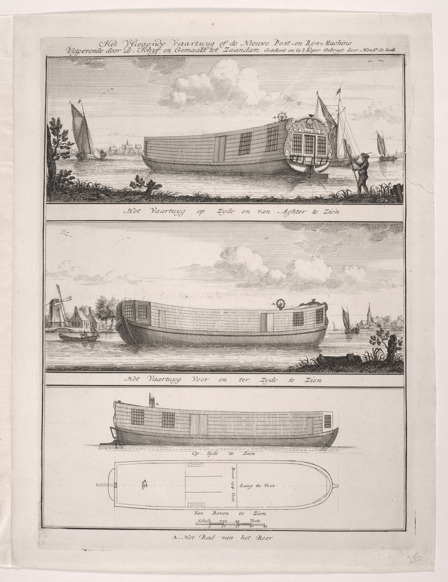 A.1802(04); Nieuwe Post- en Rys- Machine; prent