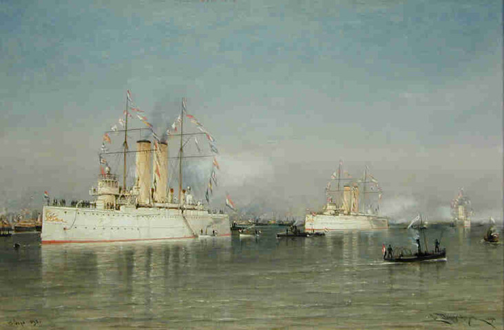 S.1956(01); Vlootrevue op het Hollands Diep, 15 september 1898; schilderij