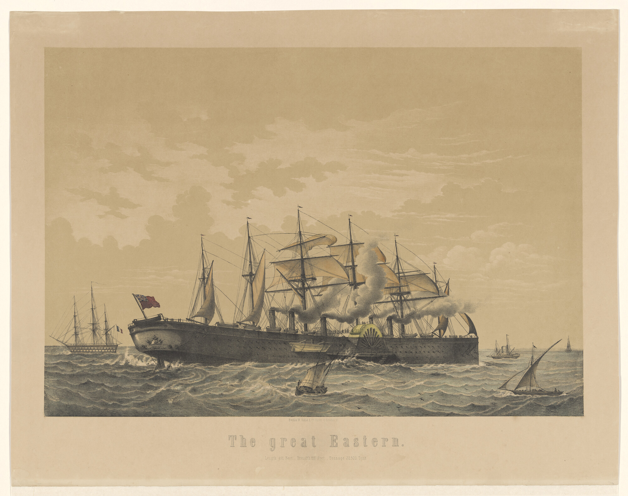 A.1716(02); Het ss. 'The Great Eastern' onder stoom en onder zeil; prent