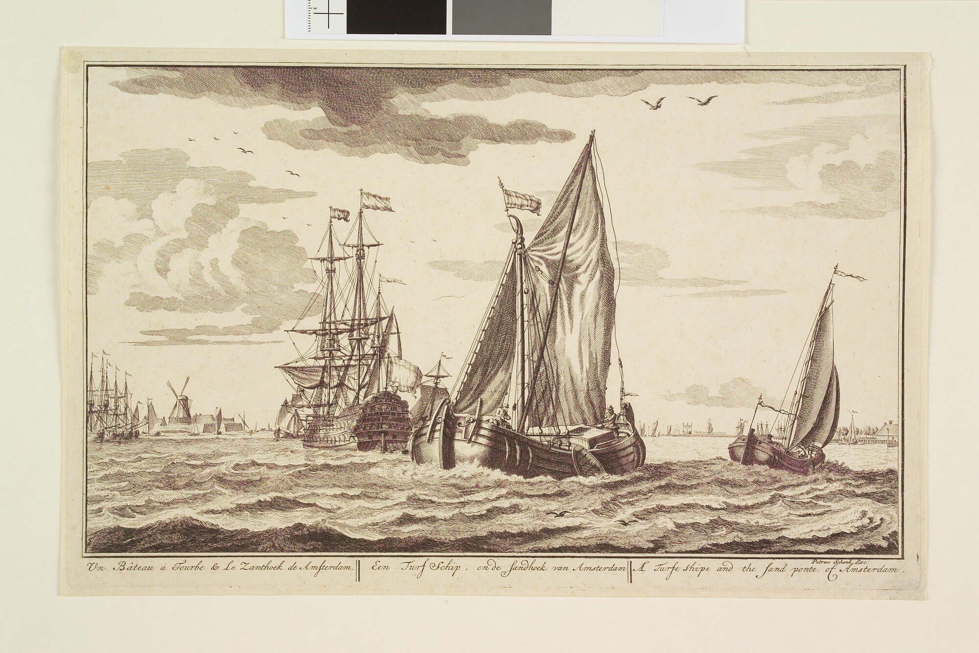 A.0149(0241); Prent uit de serie 'Zee, Land en Stroomlust': een turfschip varend ter hoogte; prent