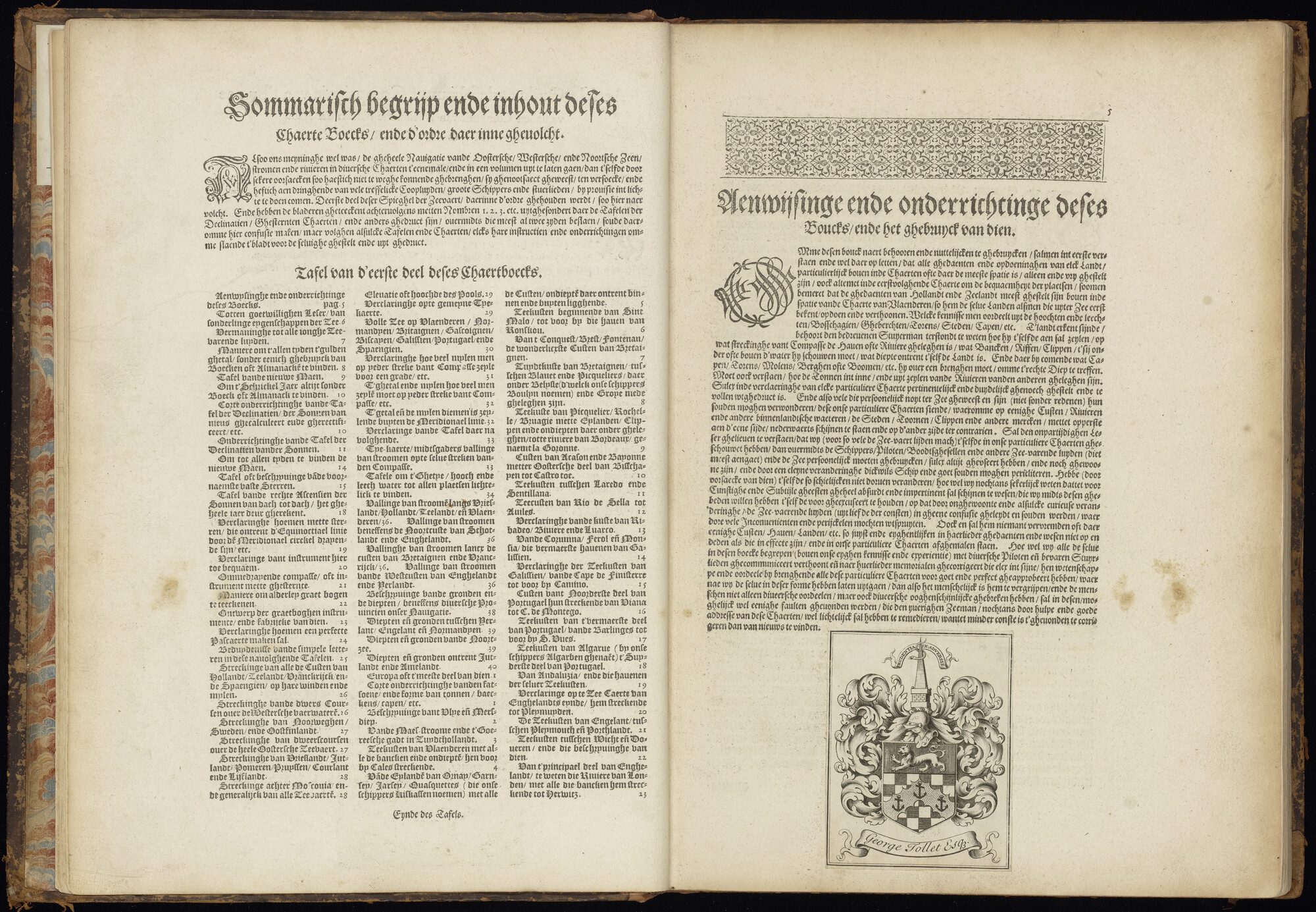 S.3034 [kaart 003]; Inhoudsopgave van de atlas Spieghel der zeevaerdt; kaart