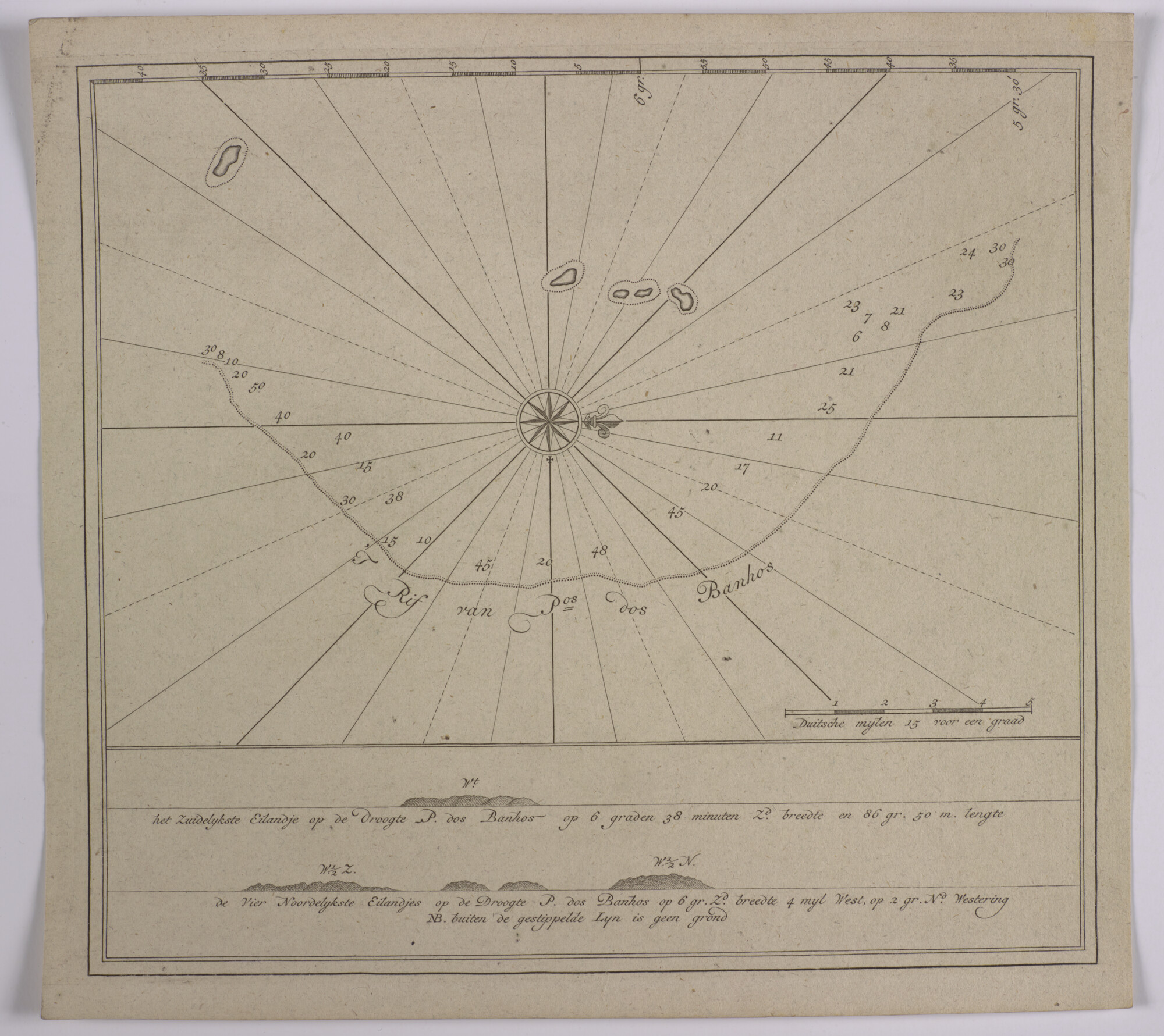 S.0966(11); Detailkaart van het rif van Peros (dos) Banhos, onderdeel van de Chagosarchipel in de Indische Oceaan; kaart