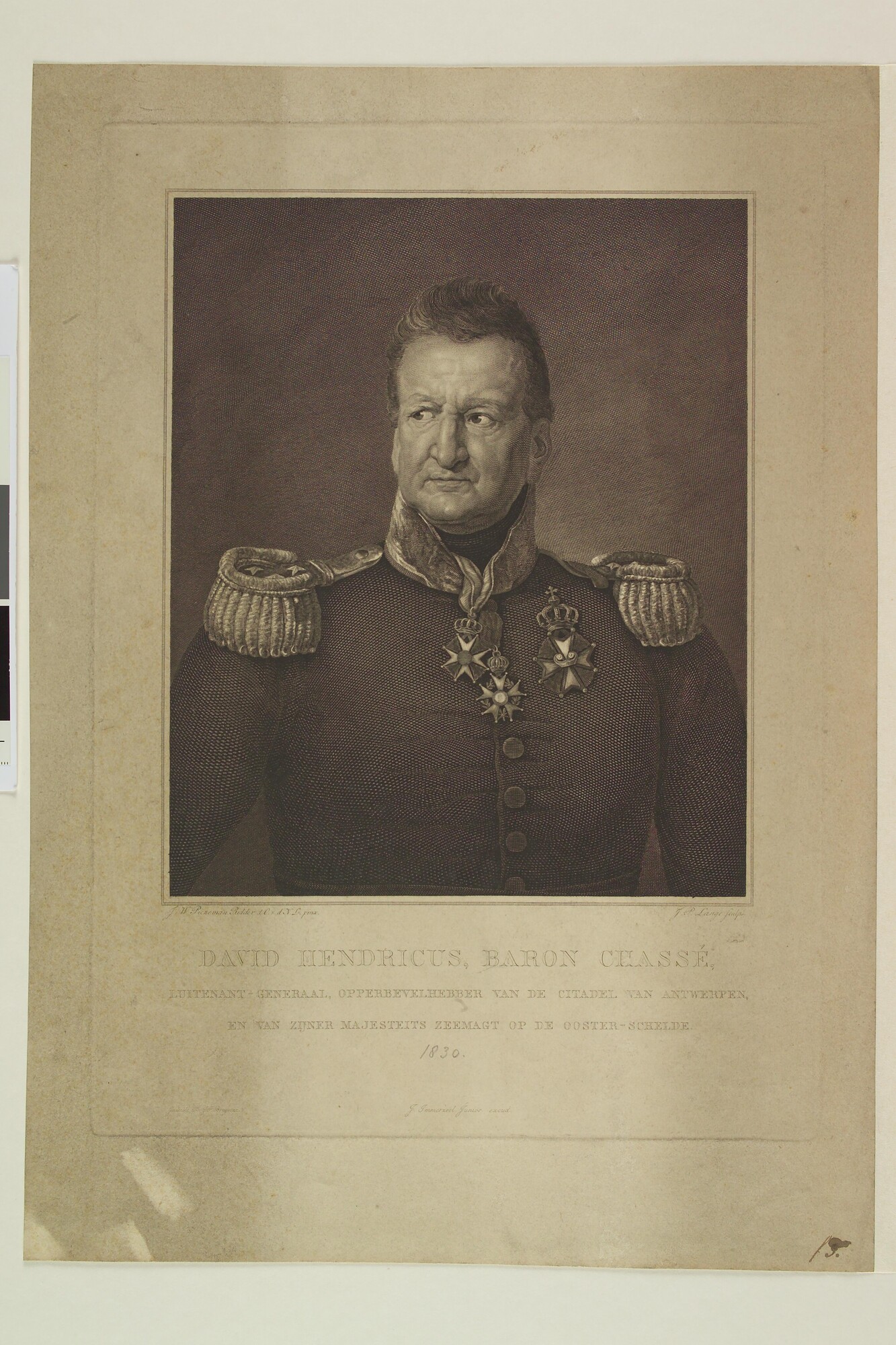 A.0356(52)03; Portret van D.H. baron Chassé, commandant van de citadel van Antwerpen in; prent
