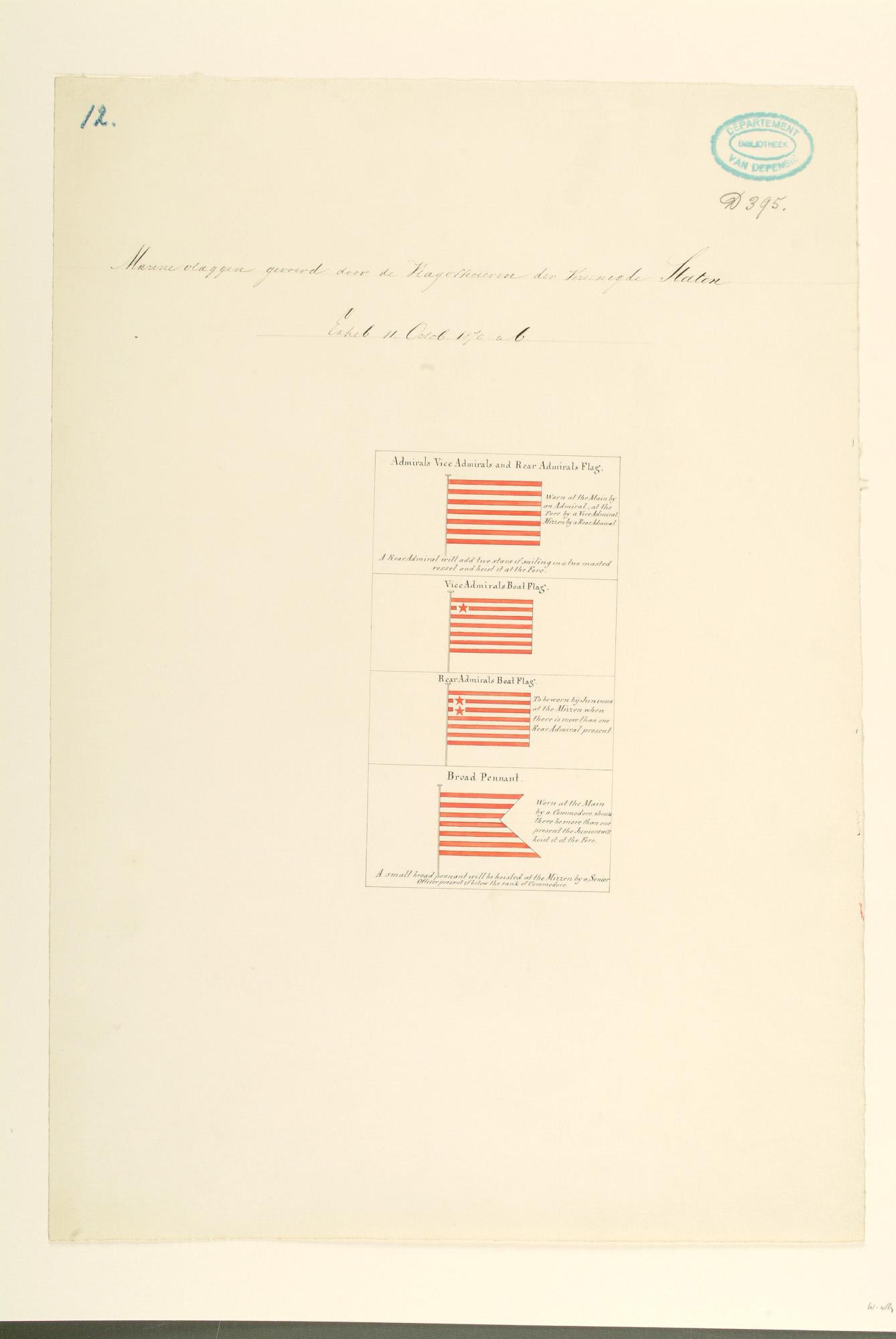 2004.1509; Marinevlaggen van de Verenigde Staten; tekening