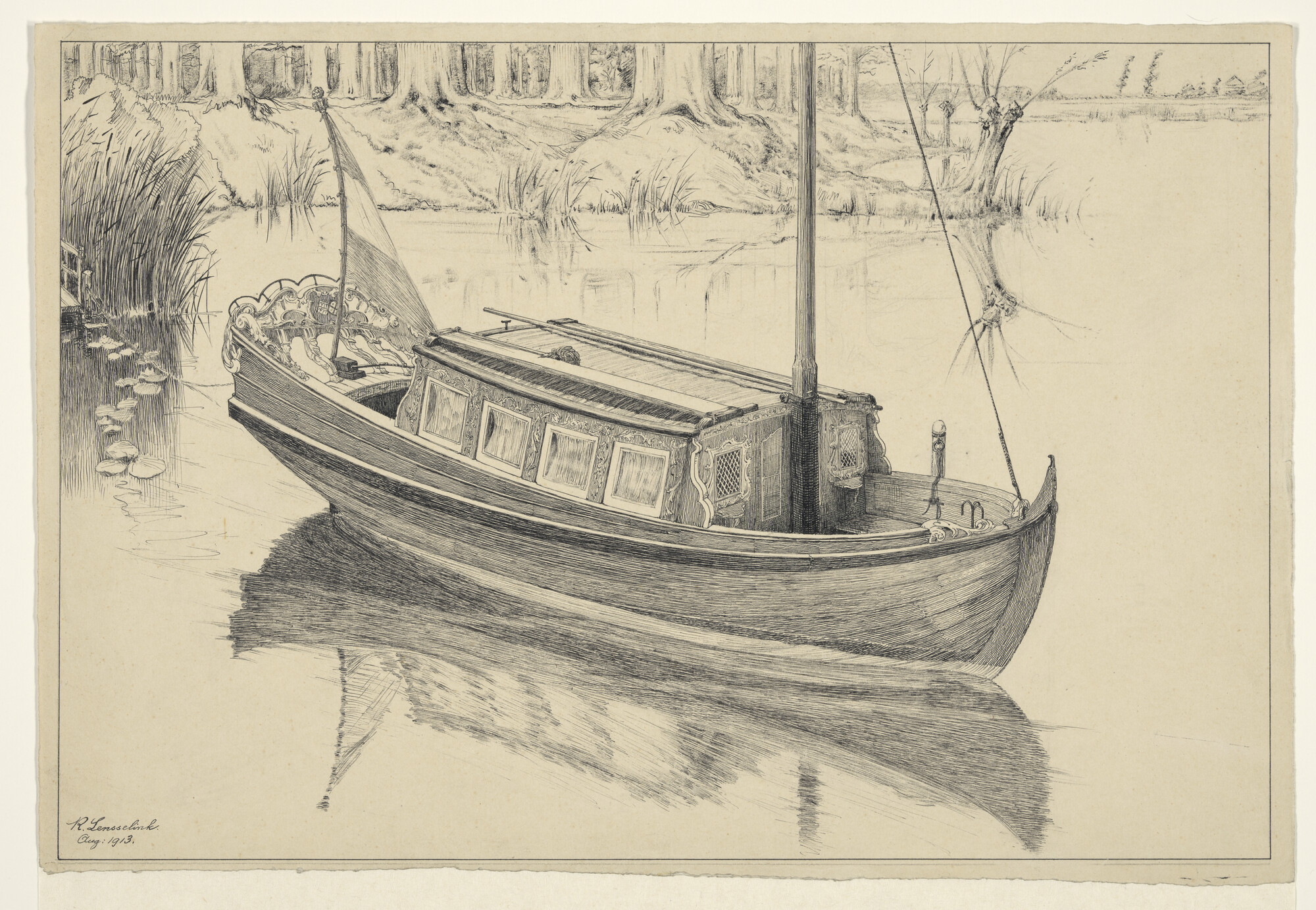 S.2931(05); Tekening van een trekjacht; tekening