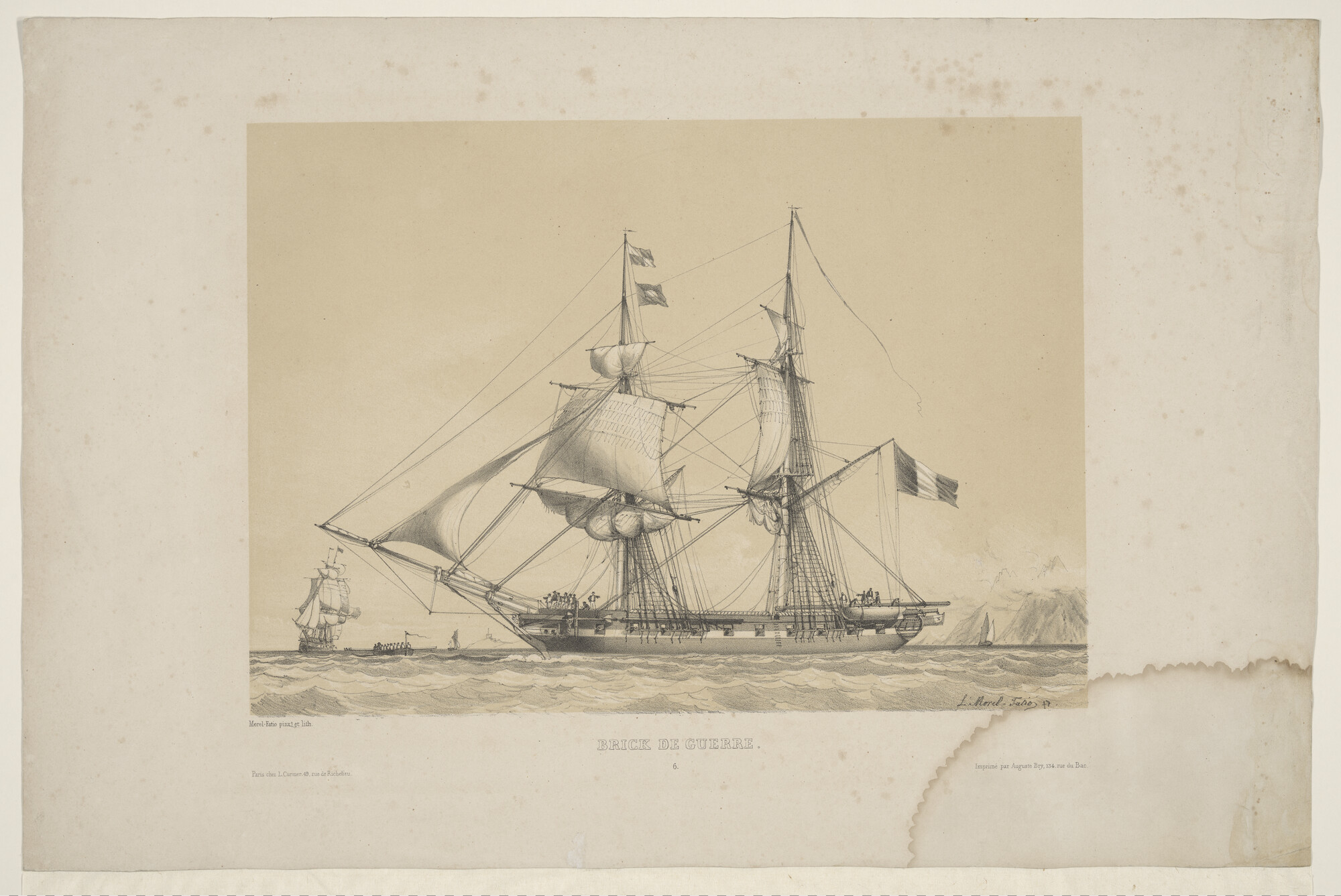 S.2172(1)18; Schipbreuk van het Franse schip 'Jean-Baptiste' uit Caen, 1829; prent