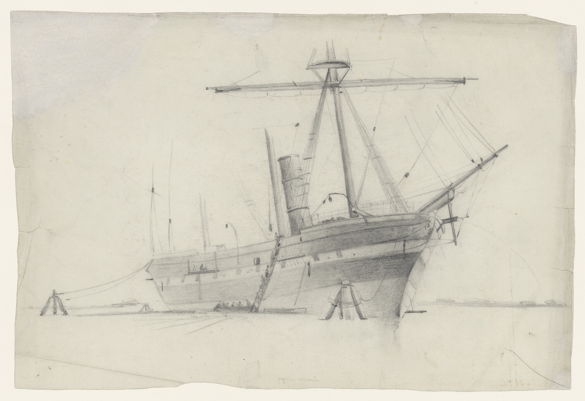 A.3452(04); Een schroefstoomschip met hulpzeilvermogen; tekening