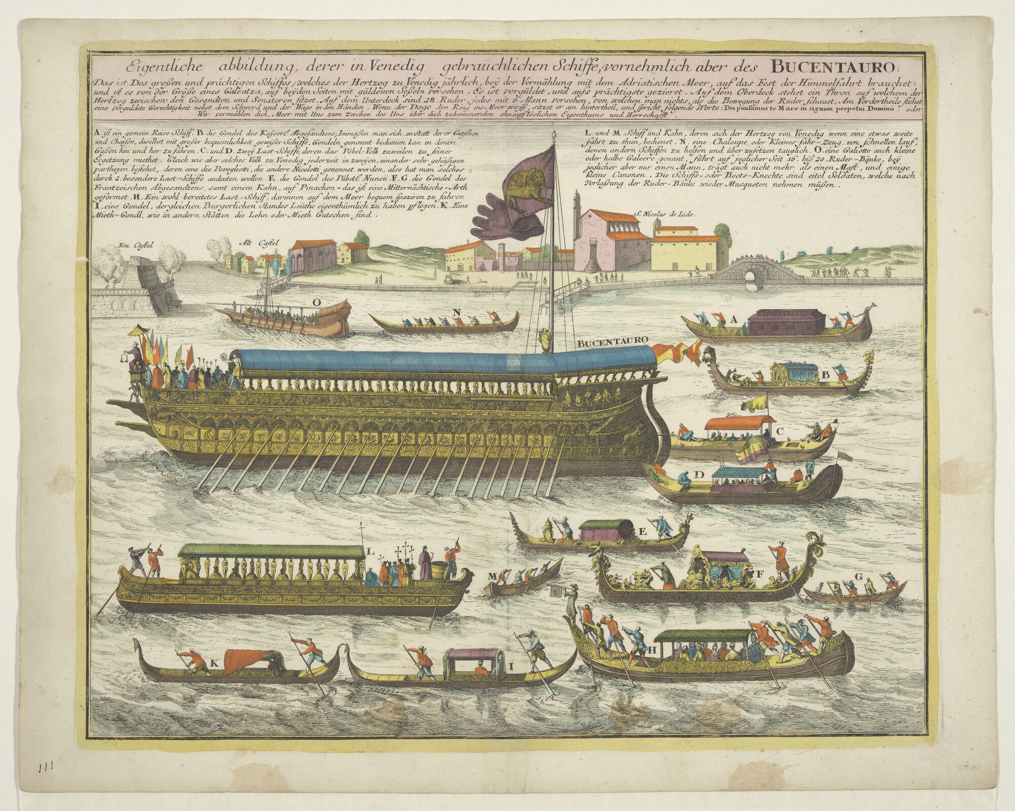 S.3069(02); Eigentliche Abbildung derer in Venedig gebrauchlichen Schiffe ..; prent
