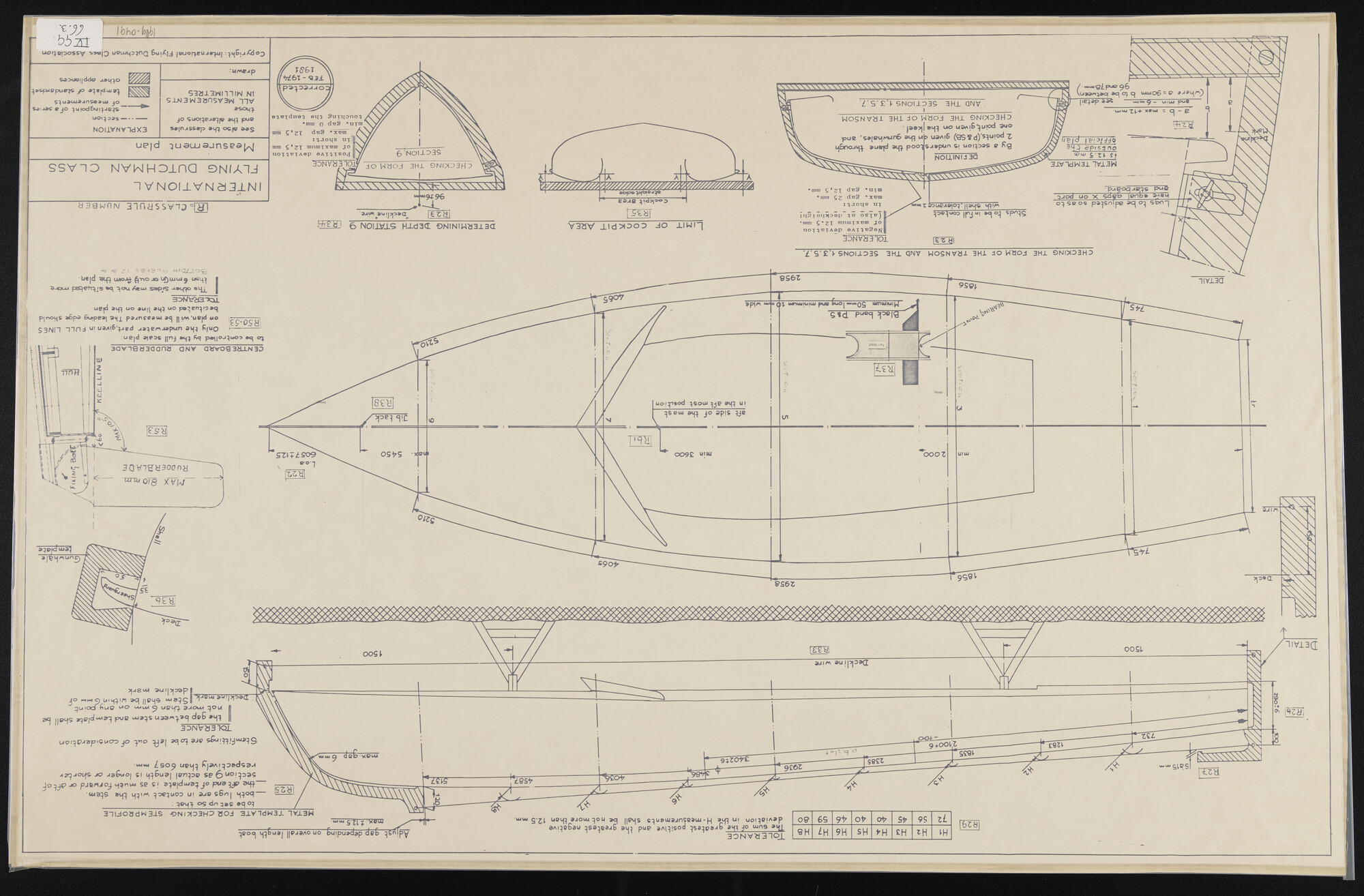 1989.0491; Constructieplan International Flying Dutchman Class; technische tekening