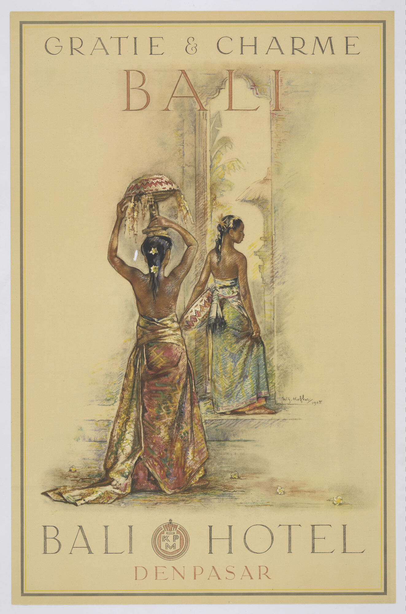 S.6483(3243); 'Gratie en charme in het Balihotel te DenPasar', 1948; affiche