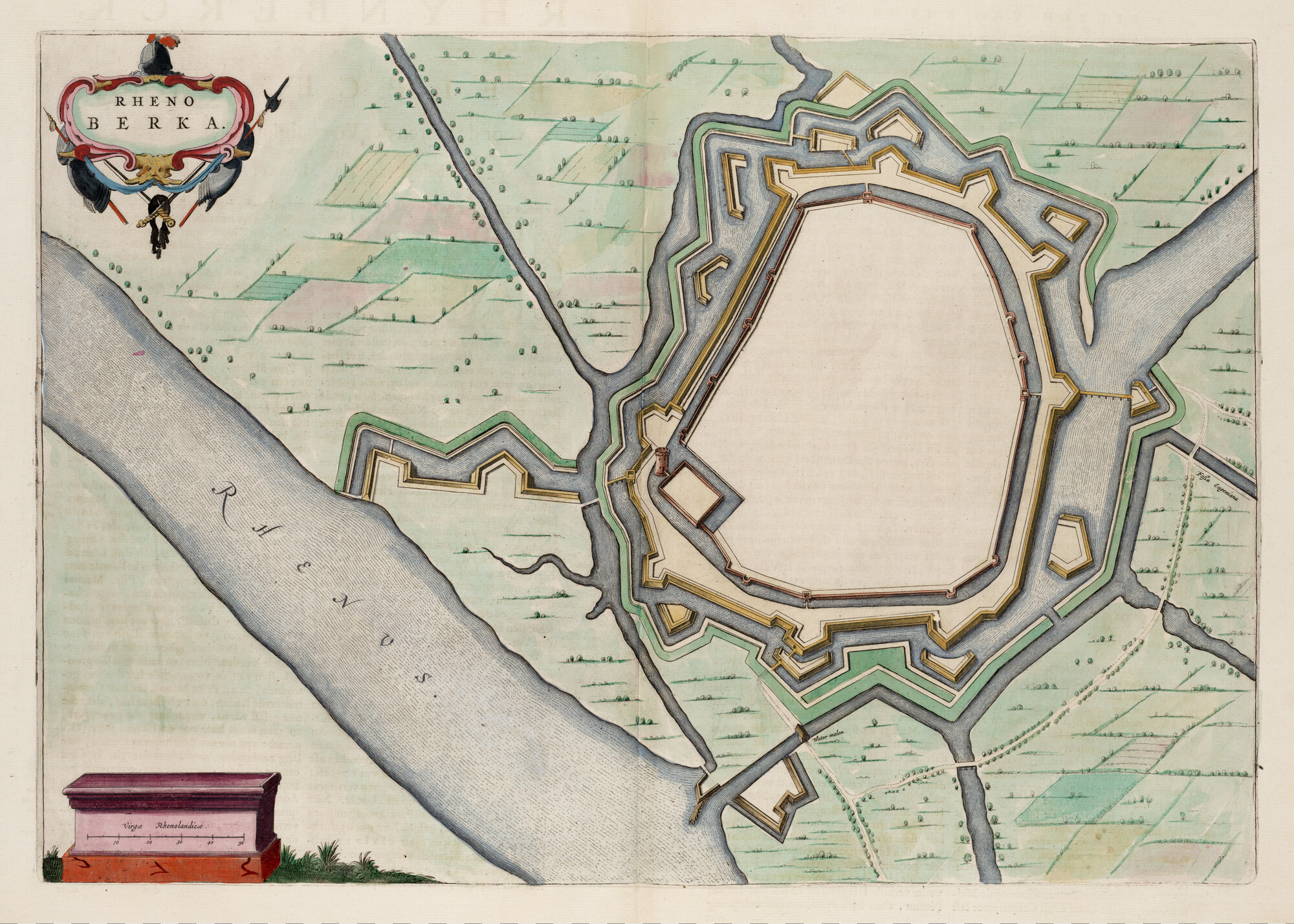 S.1034(15) [kaart 127]; Plattegrond van de versterkingen van Rheinberg; landkaart