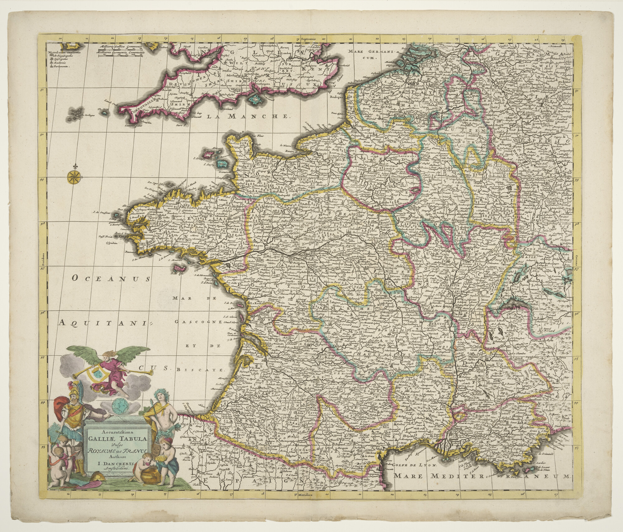 A.3845(01)026; Accuratissima GALLIÆ TABULA Vulgo Royaume de France Authore..; landkaart