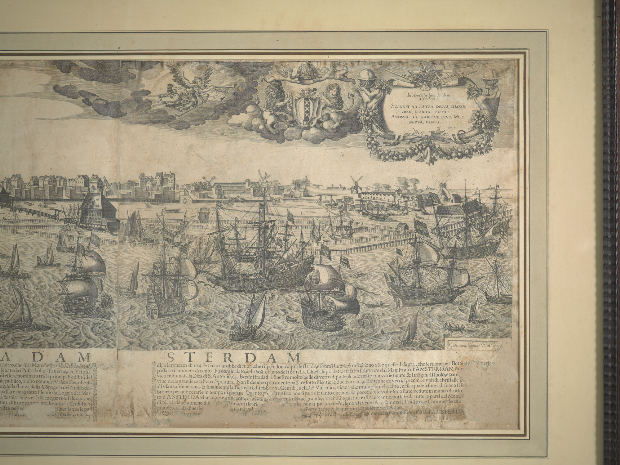 A.1284; Gezicht op Amsterdam van het IJ; prent