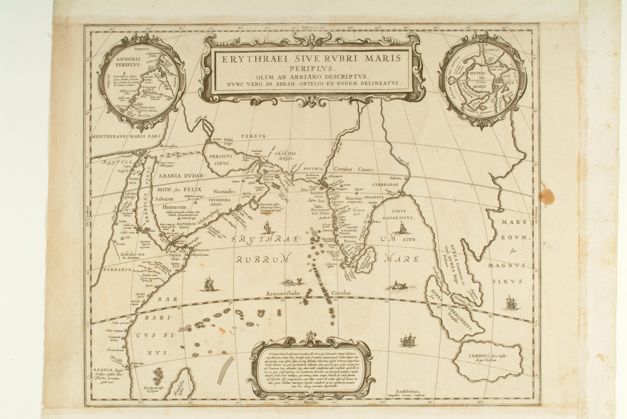 A.3845(01)054; Kaart van de Indische Oceaan en omringende landen, naar Abraham Ortelius, 1609, heruitgave Johannes Janssonius (1588 - 1664), Amsterdam, 1641; landkaart