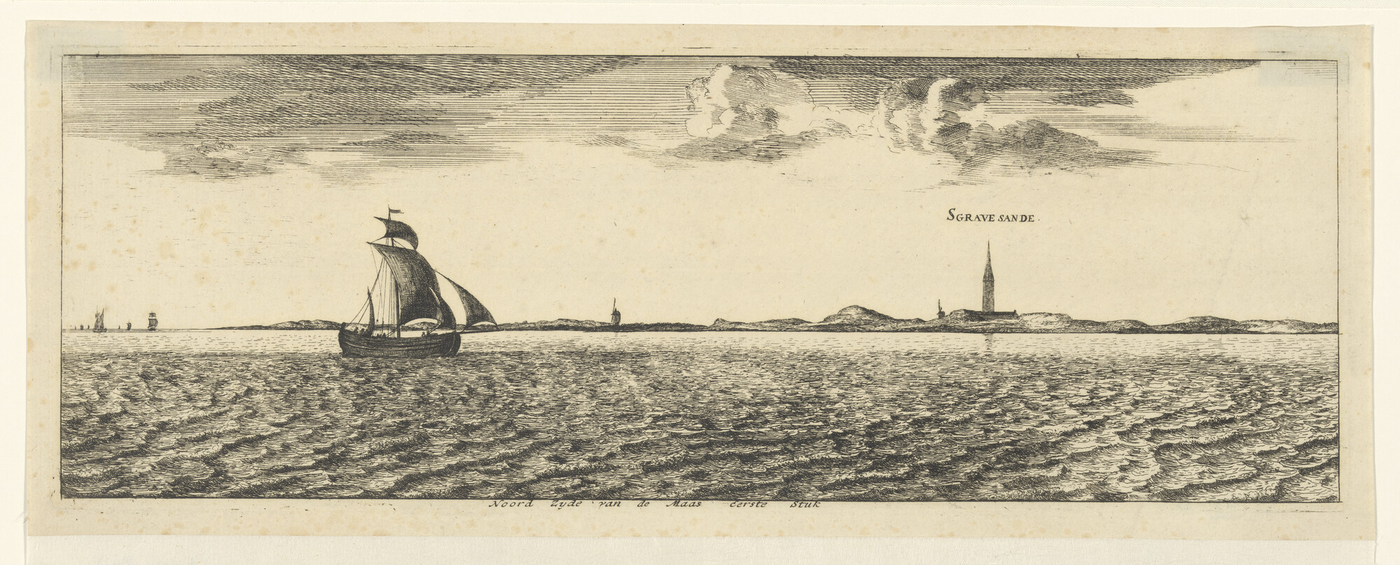 A.0149(0671); De noordzijde van de Maas met gezicht op 's Gravenzande; prent