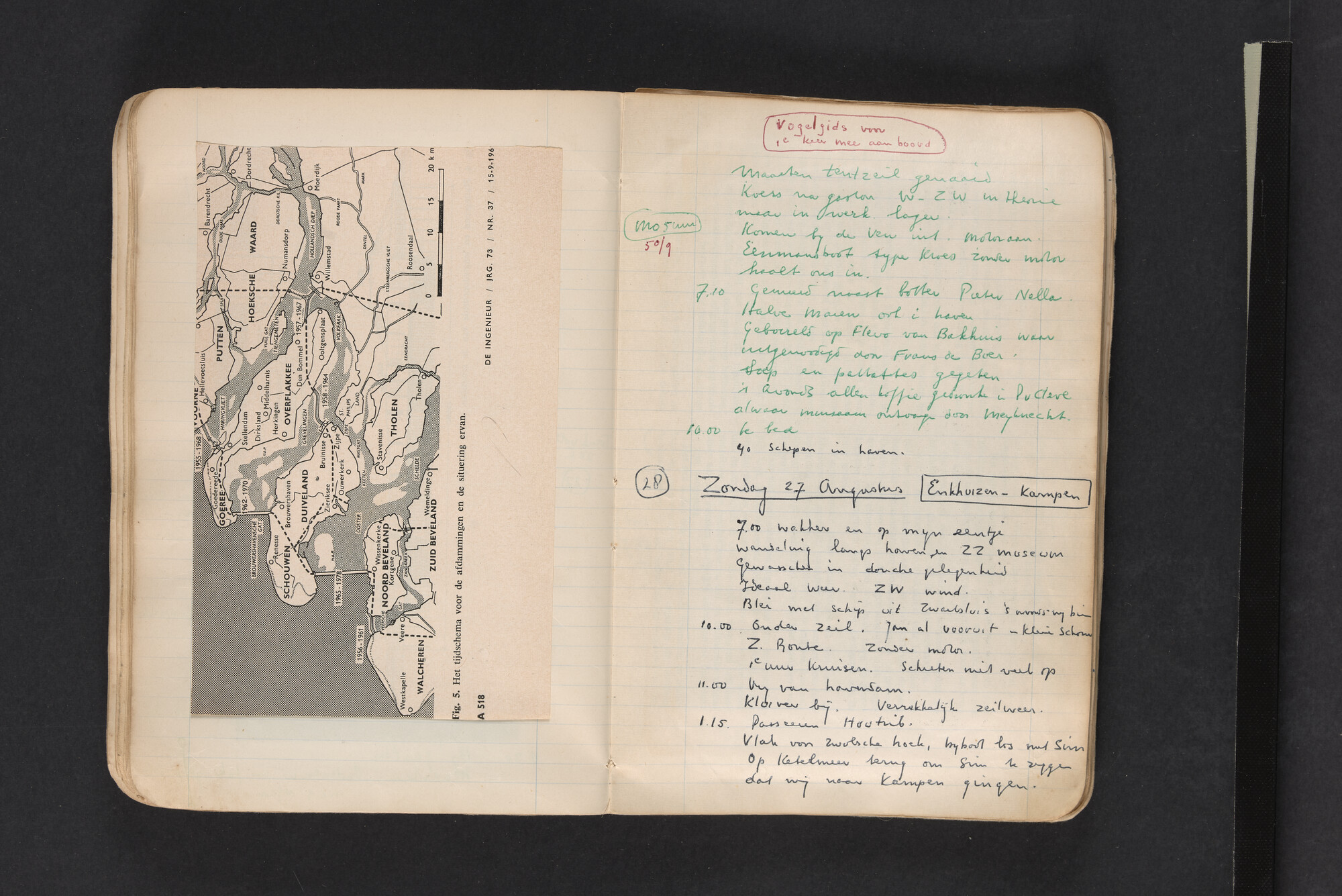 2017.0794; Logboek c.q. fotoalbum van reizen met zeeschouw Grutto in Nederland, 1961-1962; logboek