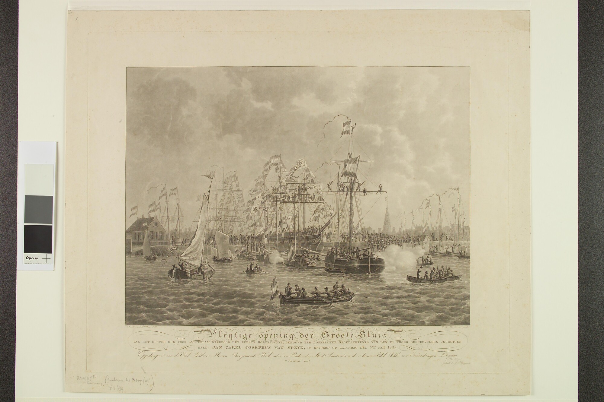 B.0209(17)12b; De plechtige opening van de Grote Sluis van het Oosterdok te Amsterdam; prent