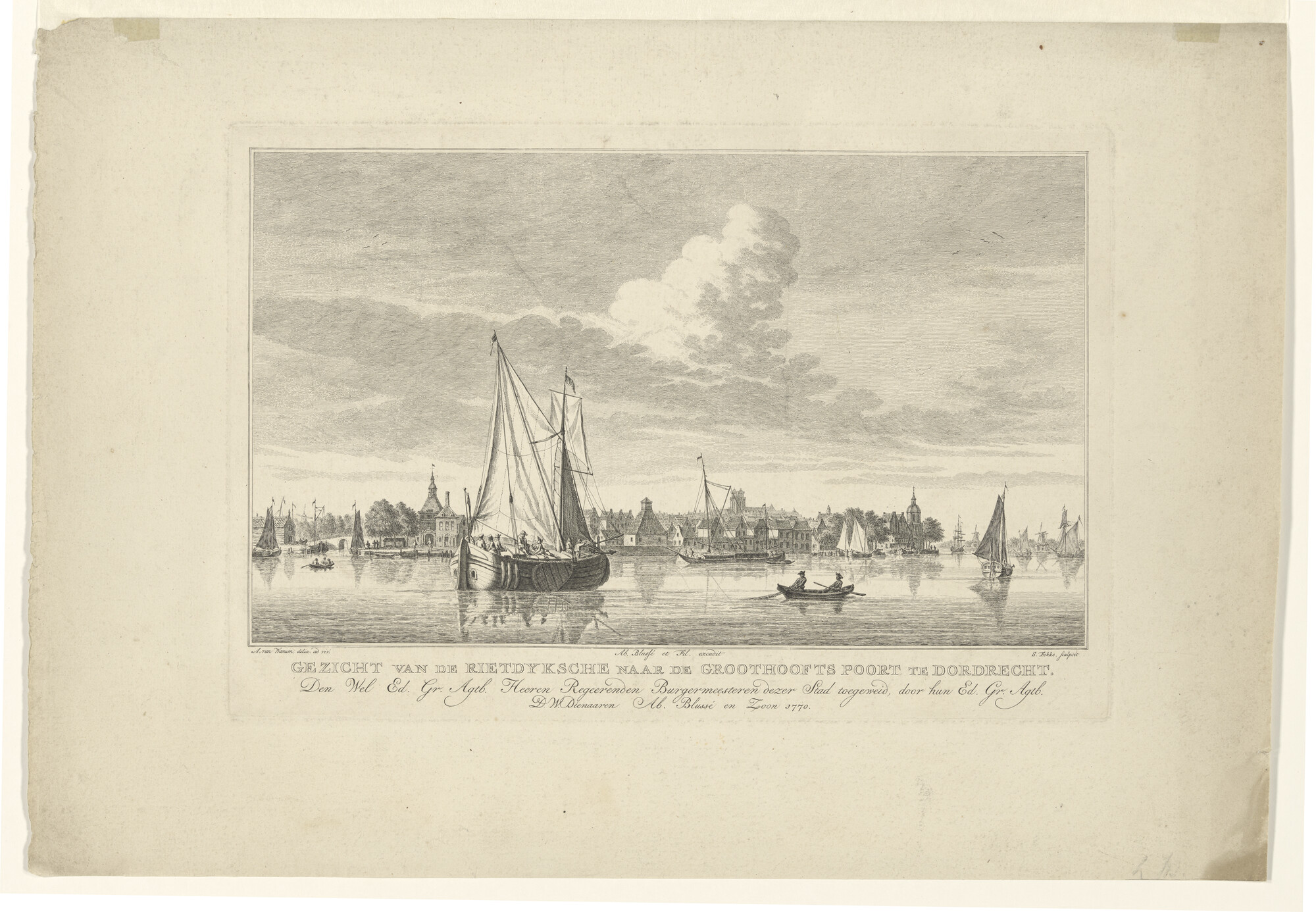 A.2855(10) [nr 0001]; Scheepvaart op de Maas voor Dordrecht; prent