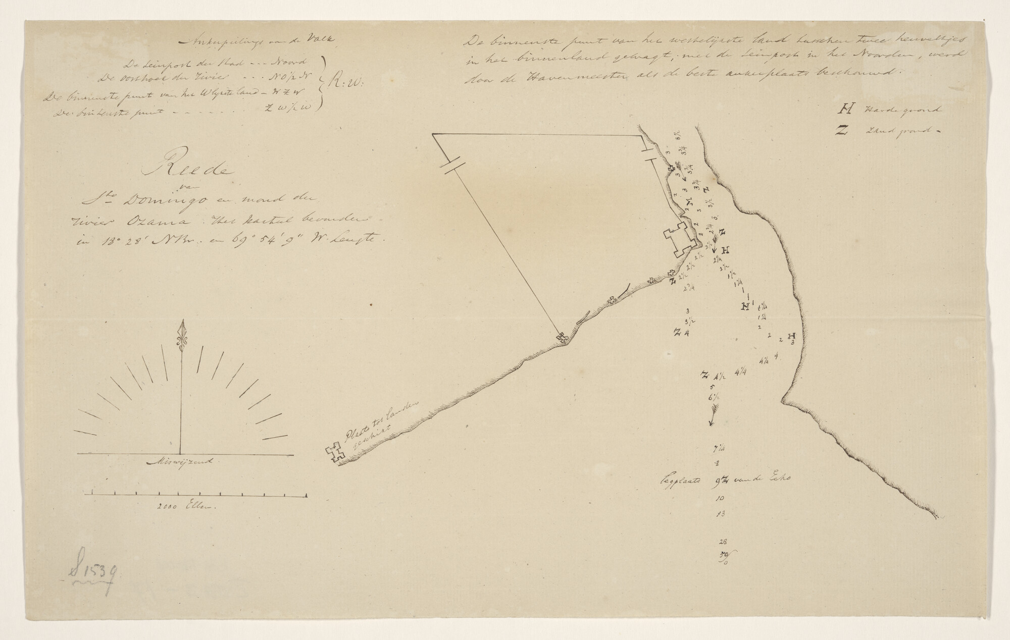 S.1539(05); Plan van de rede van Santo Domingo en de mond van de Ozama; zeekaart