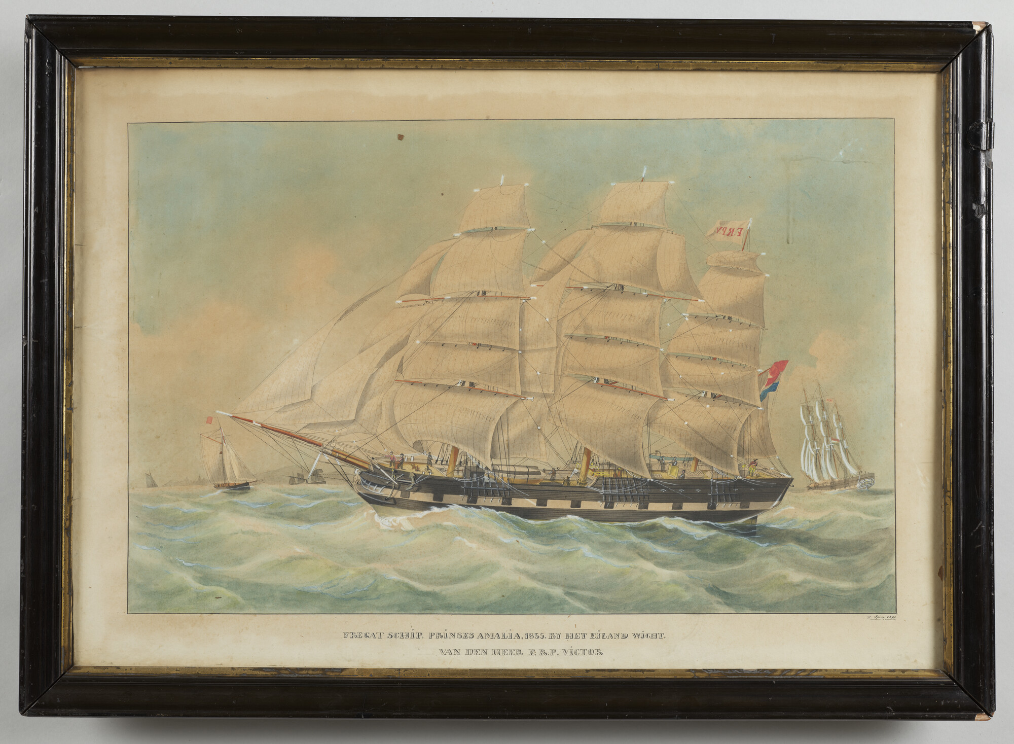 S.2292(02); Het fregatschip Prinses Amalia; tekening