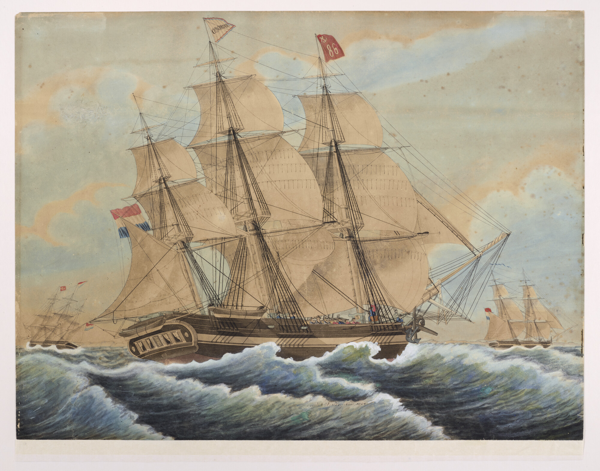 A.0426(05); Het fregatschip 'Concordia'; tekening