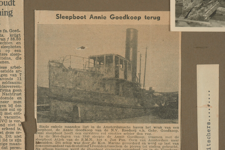 2001.1755; Omslag met vele foto's en knipsels van meest bergingsactiviteiten door Reederij v/h Gebroeders Goedkoop te Amsterdam in de periode 1929 / 1949; omslag