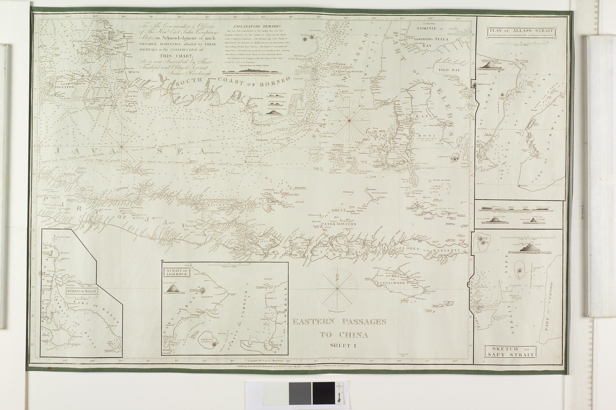 S.3092(01)70; Kaart van de oostelijke passages naar China, in 3 bladen, blad 1; zeekaart