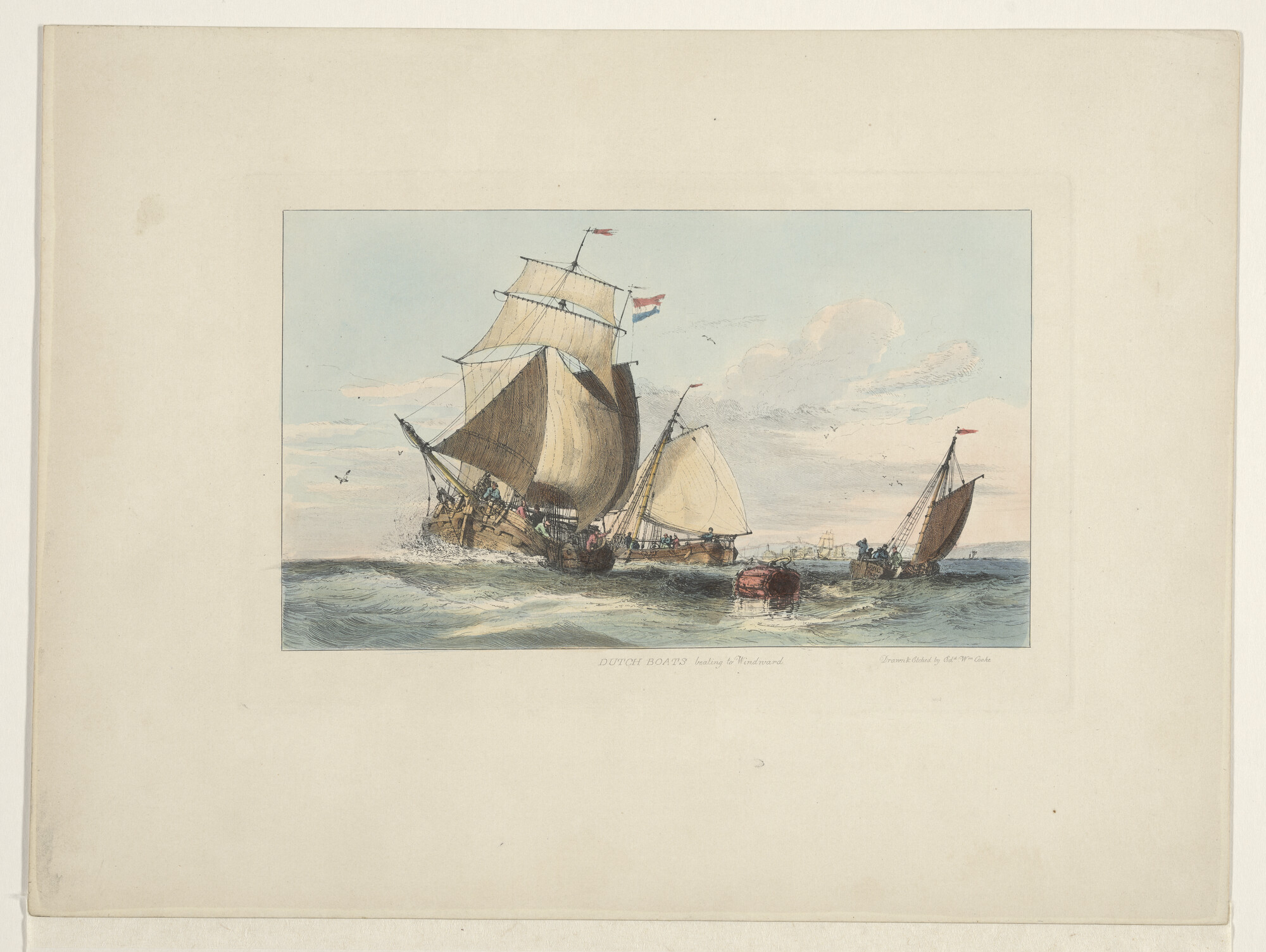 A.2427(02); Enkele vrachtschepen; prent