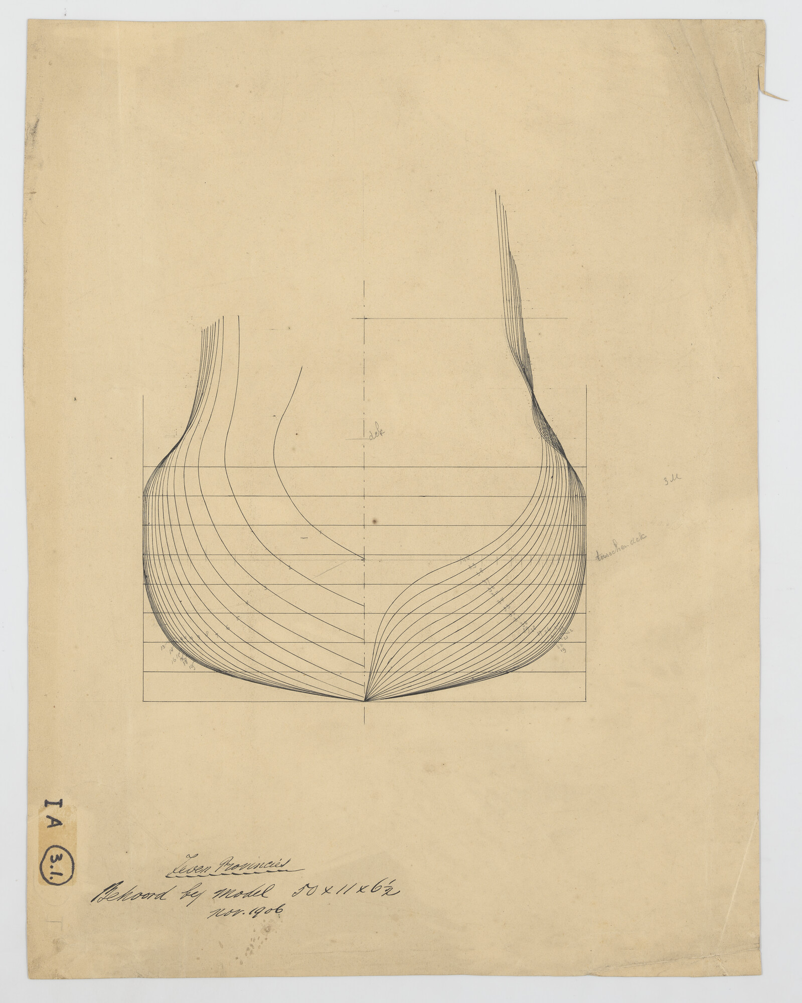 2015.4388; Spantenraam van De Zeven Provinciën; technische tekening