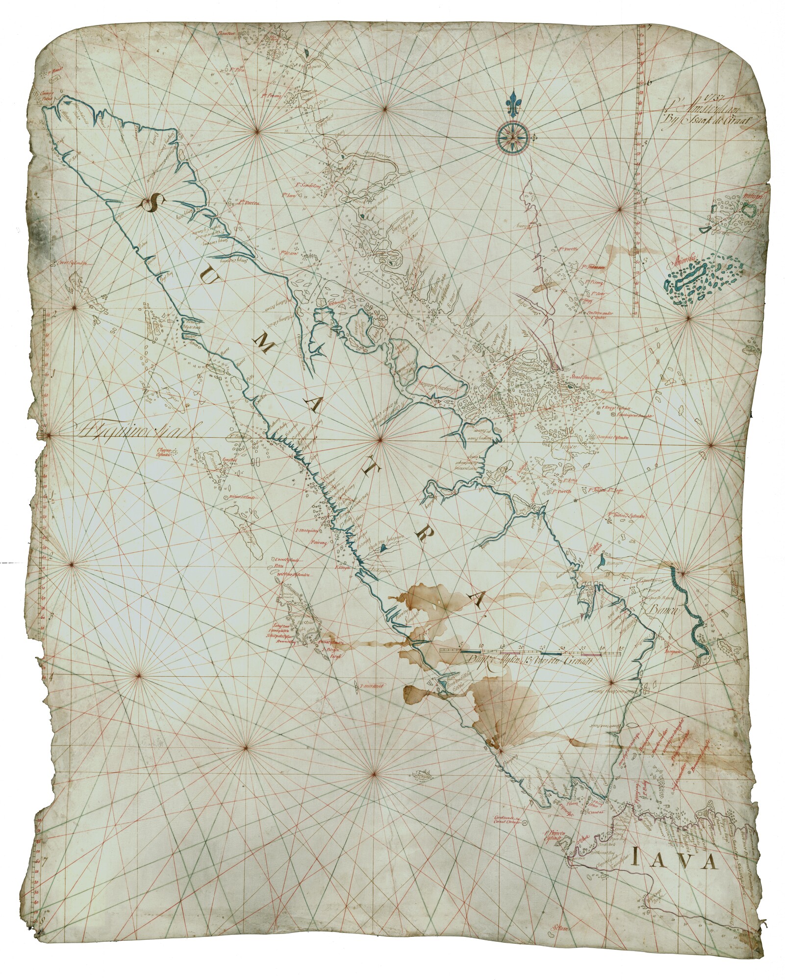 A.0145(127)8; Zeekaart van Sumatra, door Isaak de Graaf, Amsterdam, 1737; perkamentkaart