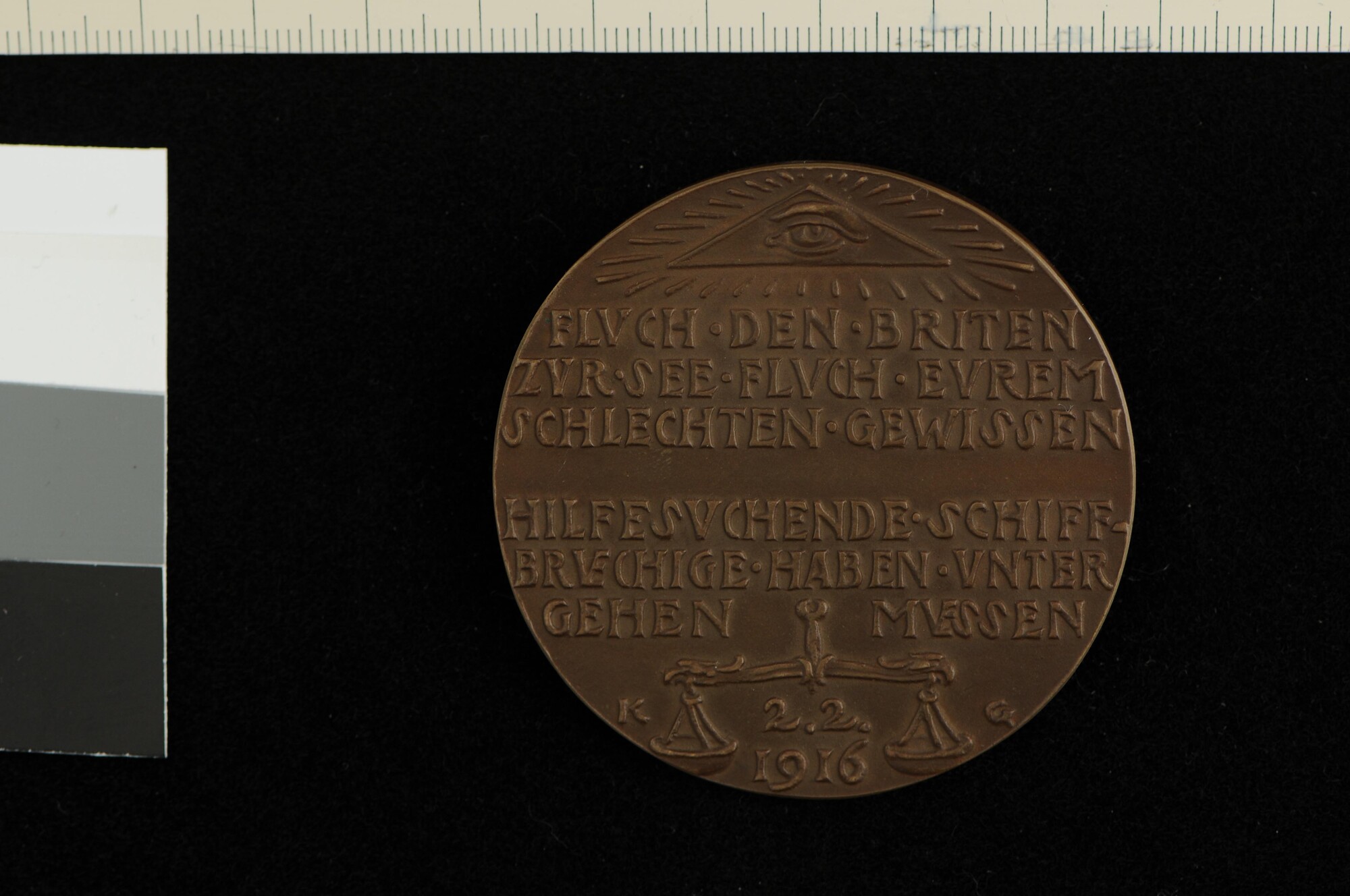 A.0018(01); Penning op het verlies van de Duitse militaire zeppelin L-19, 1916; penning