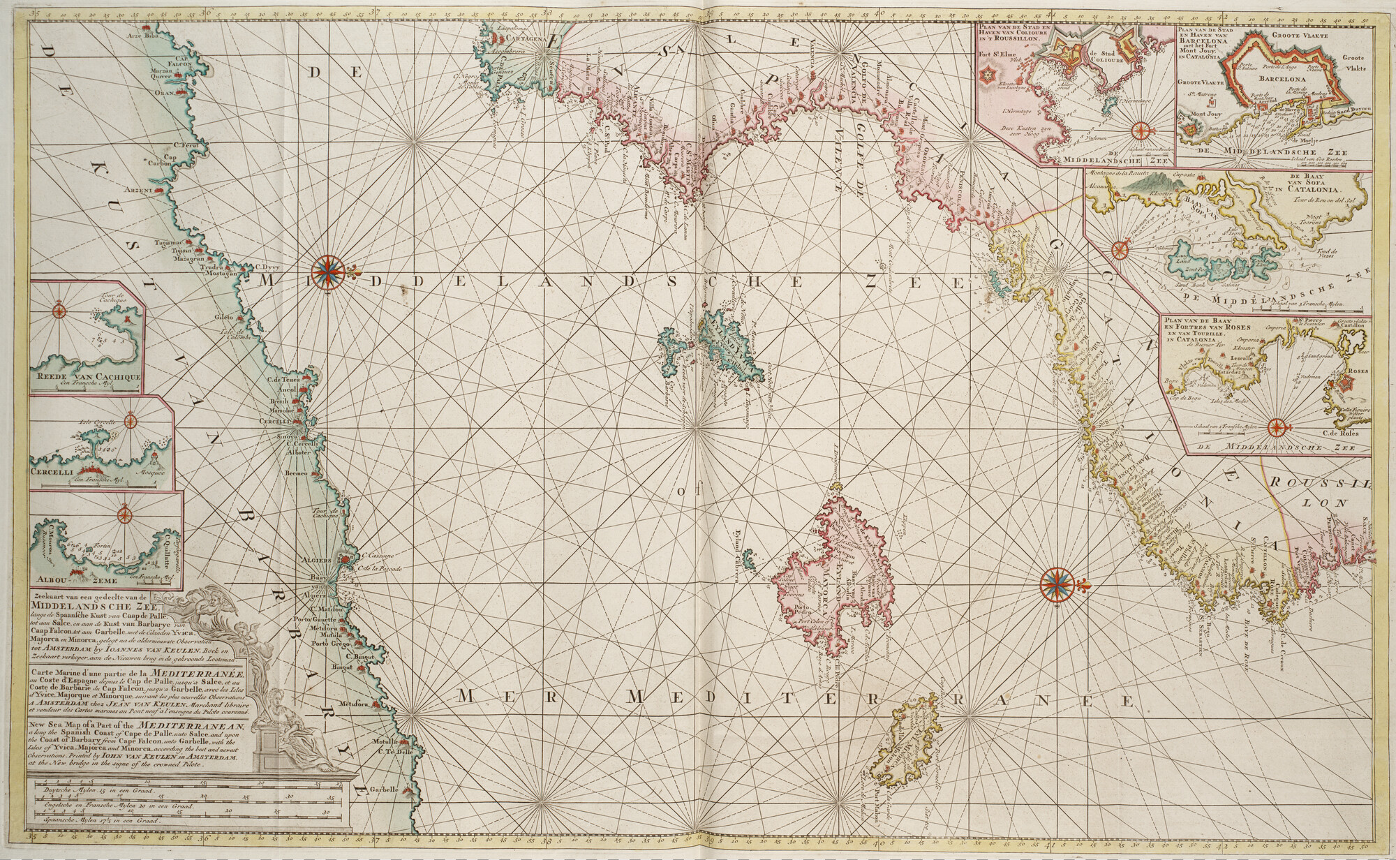 B.0032(109)3 [kaart 008]; Zeekaart van de oostkust van Spanje en een deel van de noordkust van Afrika; zeekaart