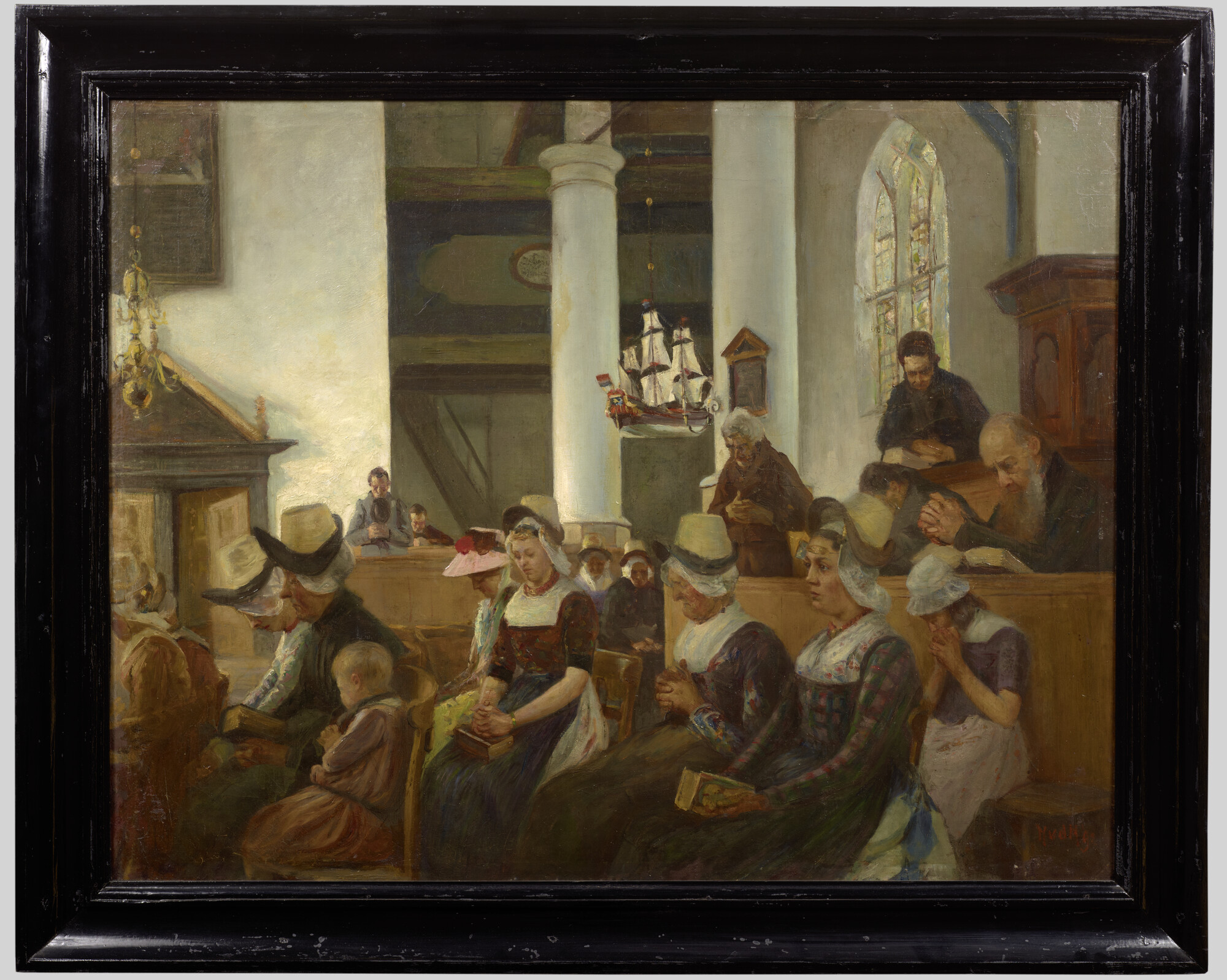 A.5750; Interieur van de Nederlands Hervormde Kerk in Schermerhorn; schilderij