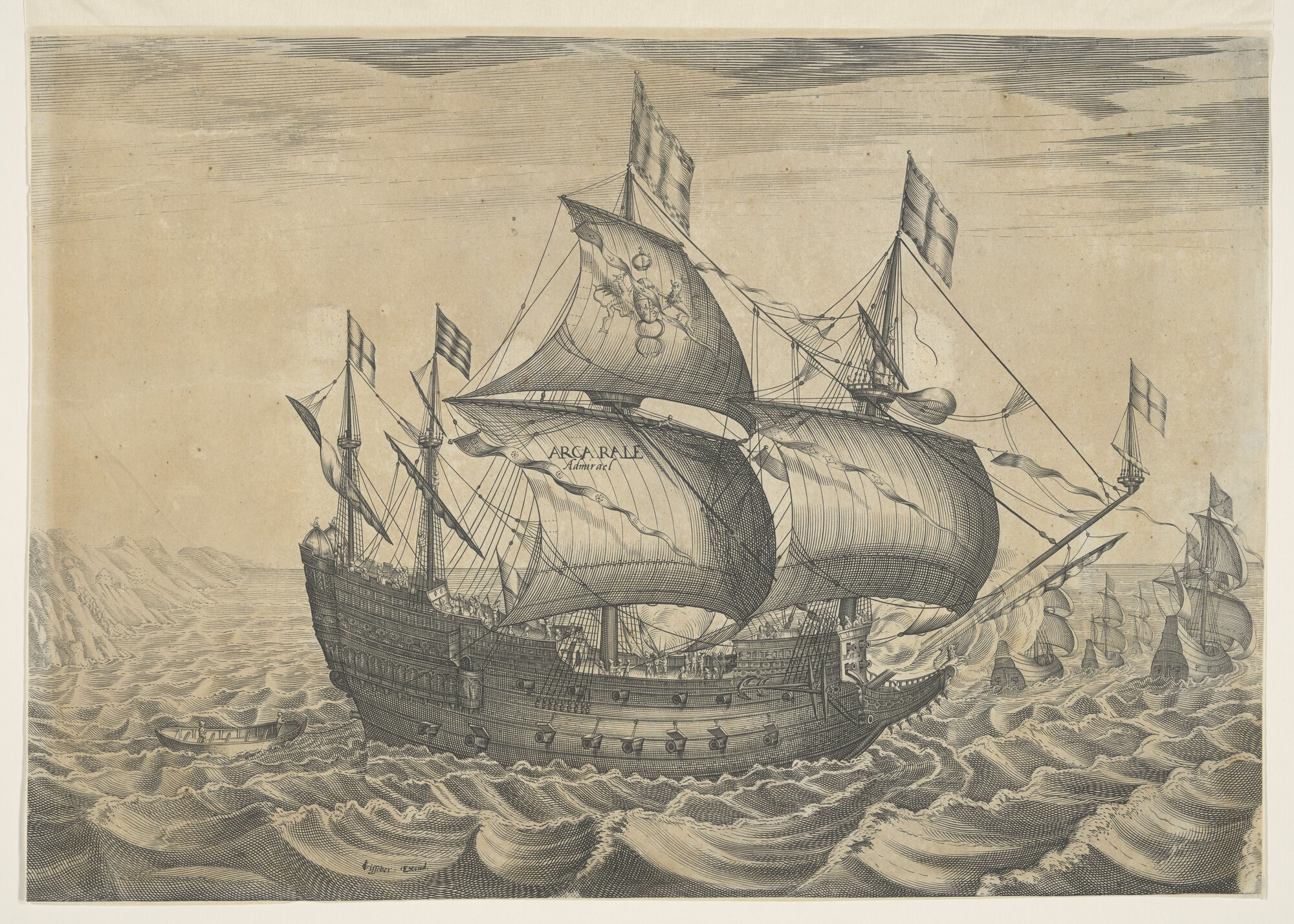 A.0145(121)1; Het Engelse schip 'Ark Royal'; prent