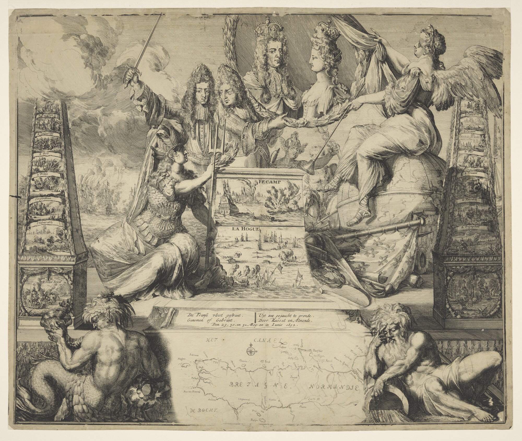 A.0303(02); Zinneprent op de Slag bij La Hogue; prent