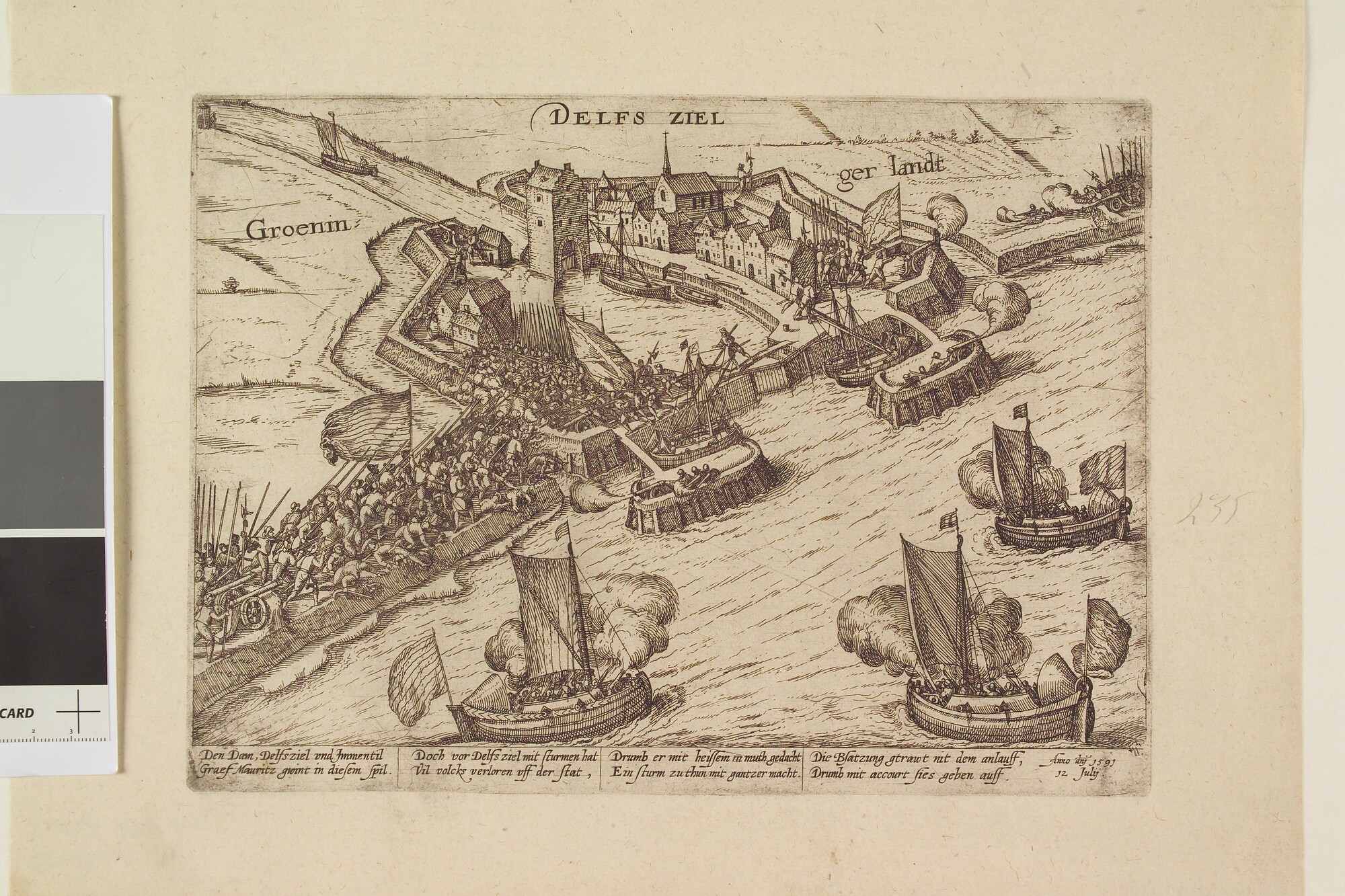 A.0145(027)296; Maurits neem Delfzijl in, 12 juli 1591; prent
