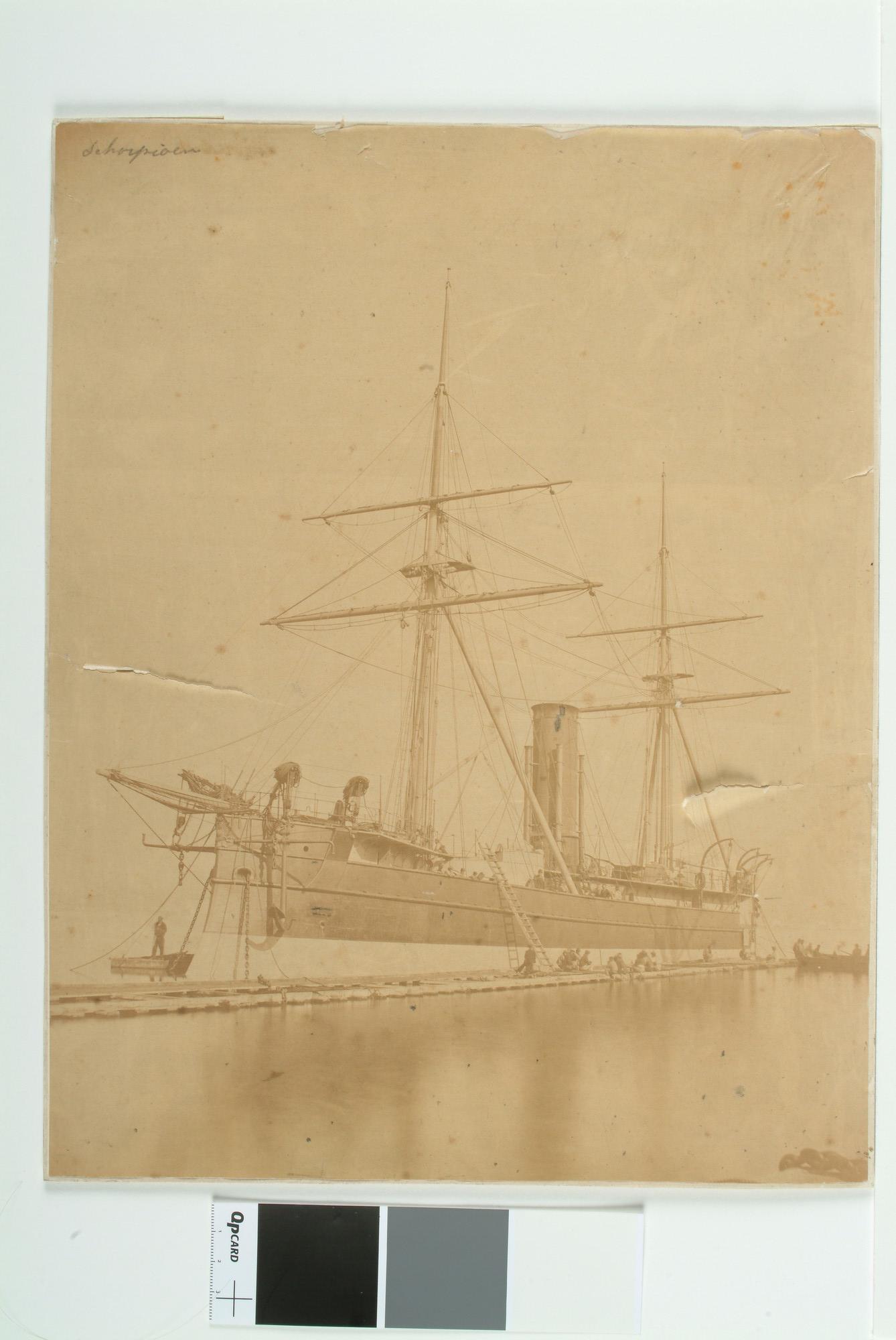 S.0525(52)1; Het ramschip Hr.Ms. 'Schorpioen' gebouwd in 1867; foto