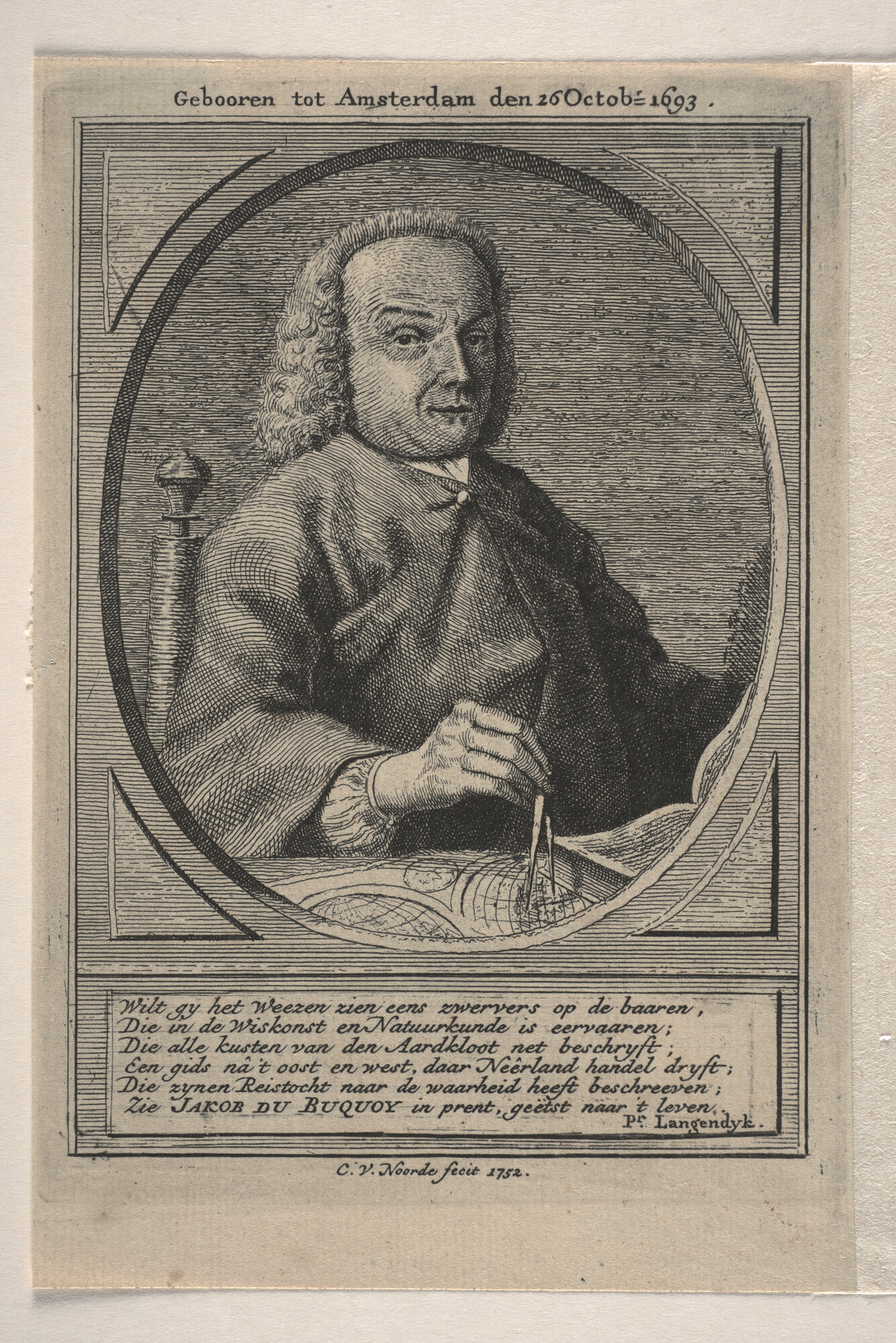 A.0075(073); Portret van J. du Bucquoy, mathematicus en reiziger; prent