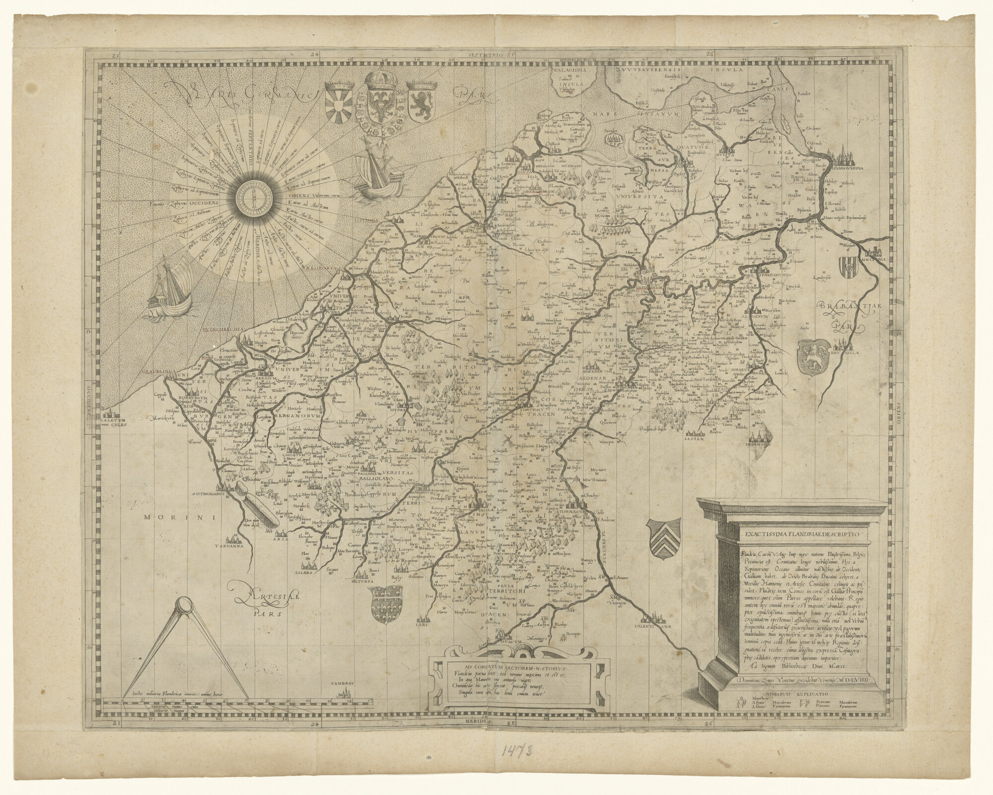 A.0145(197)05; Kaart van Vlaanderen door Domenico Zenoi (werkzaam 1552 - 1570); landkaart