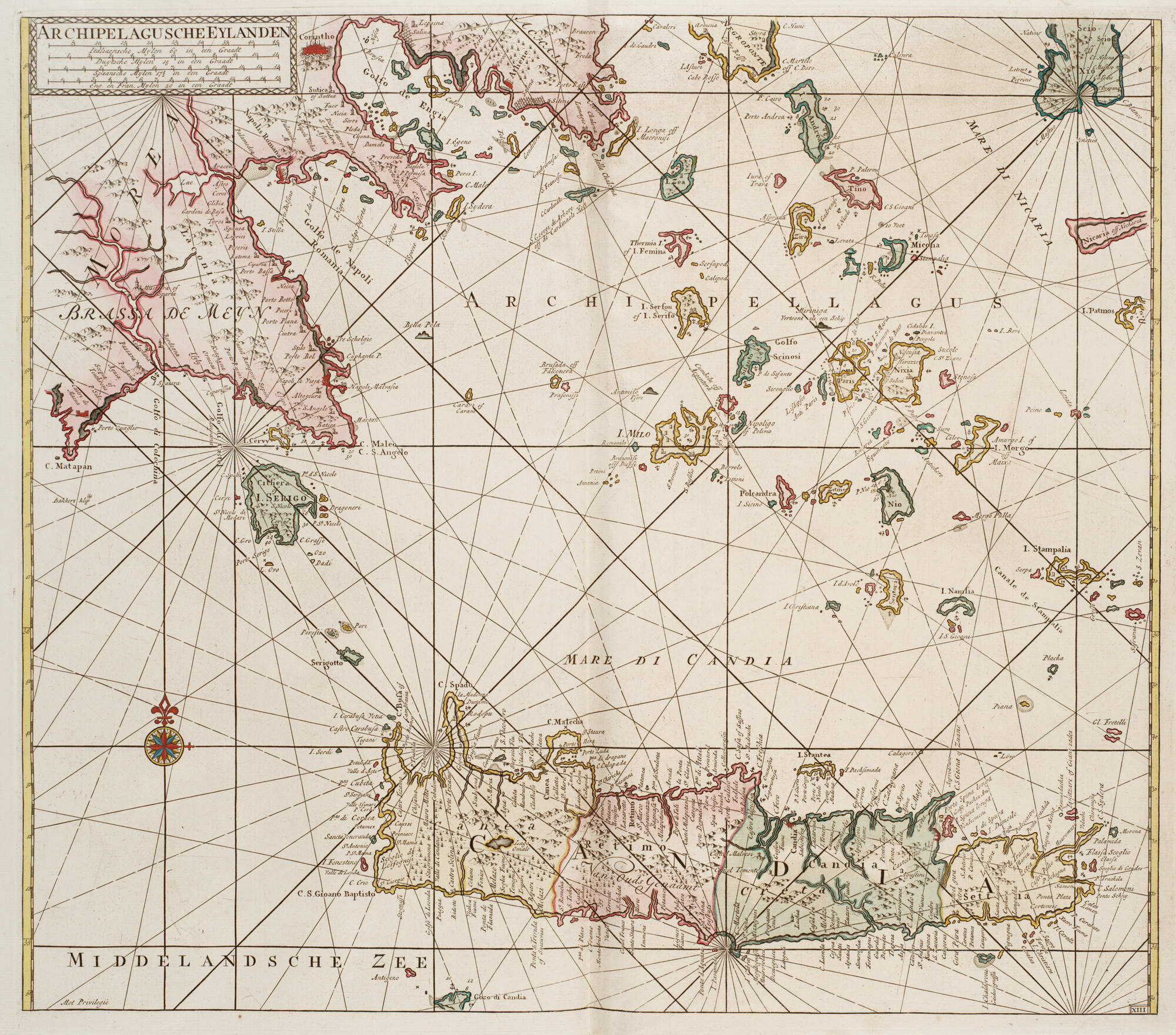 B.0032(109)3 [kaart 024]; Zeekaart van het zuidelijk deel van de Egeïsche Zee met Kreta; zeekaart