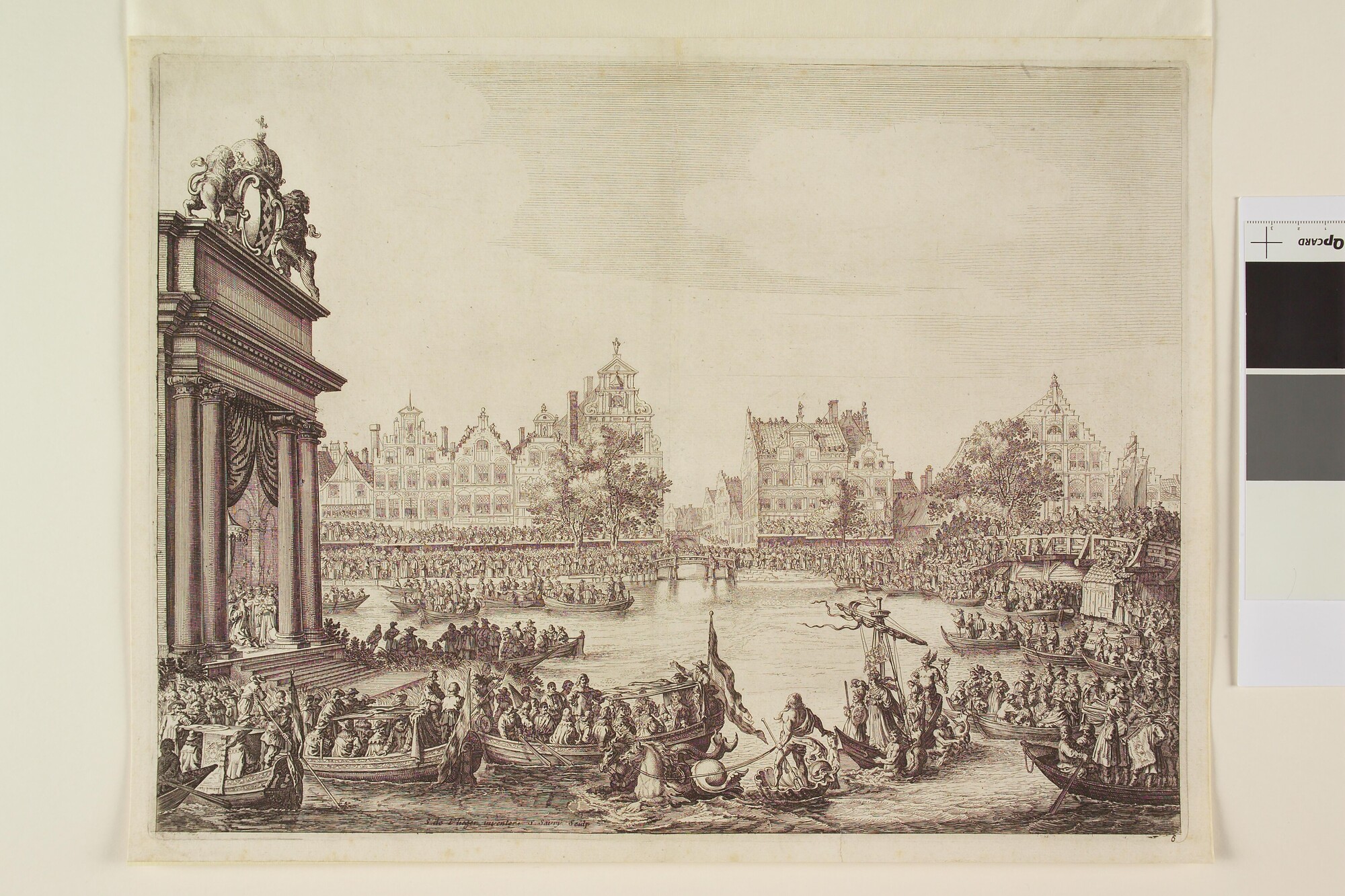 A.0149(0558); De tocht over de Amstel te Amsterdam van Maria de Medici in 1638; prent