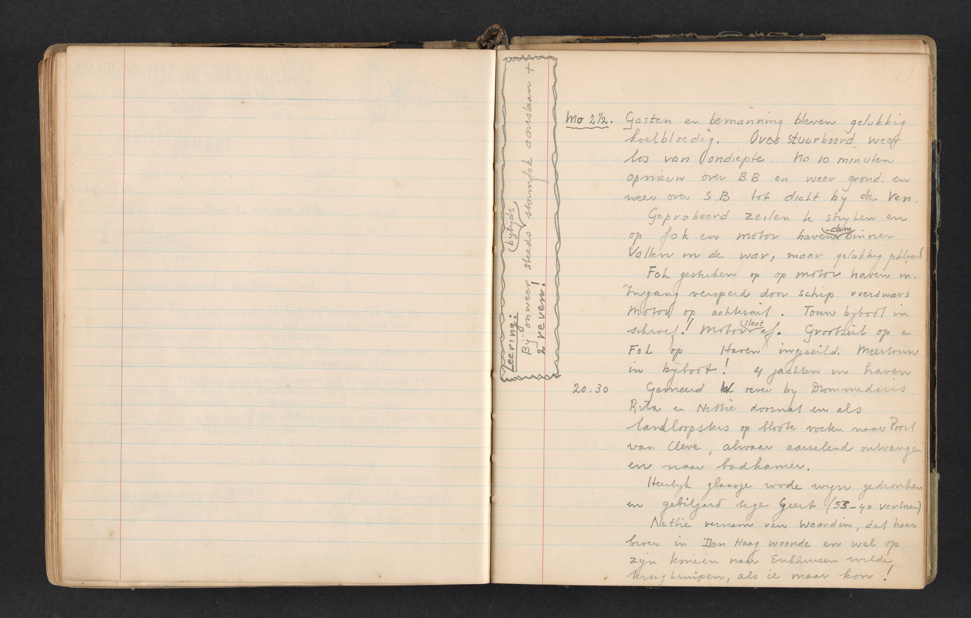 2017.0791; Logboek c.q. fotoalbum van reizen met zeeschouw Grutto in Nederland, 1952-1954; logboek