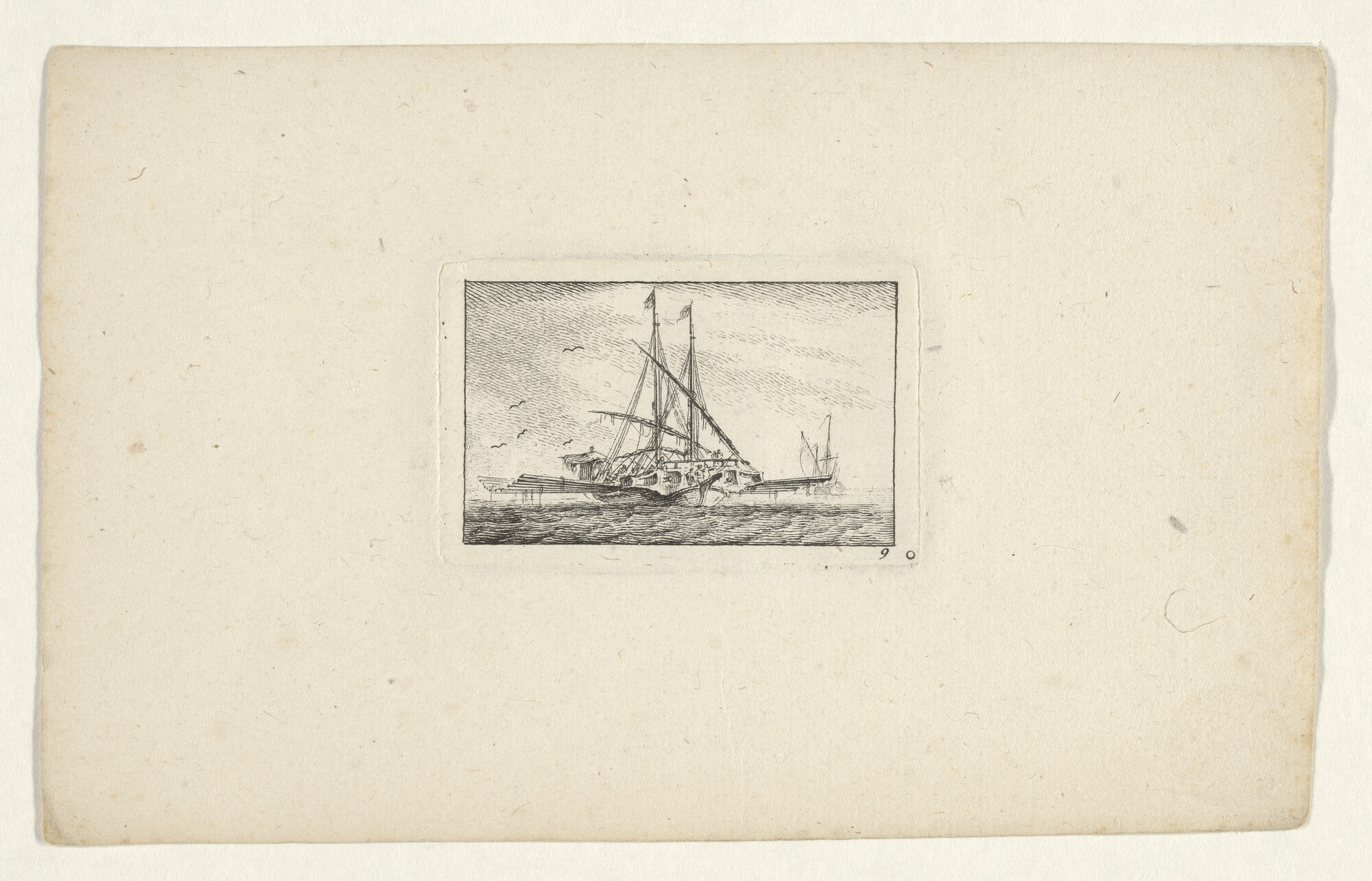 A.0132(02)12-09; Uit de serie 'Diverses manoeuvres des V.aux', Cahier VI, nummer 9; prent