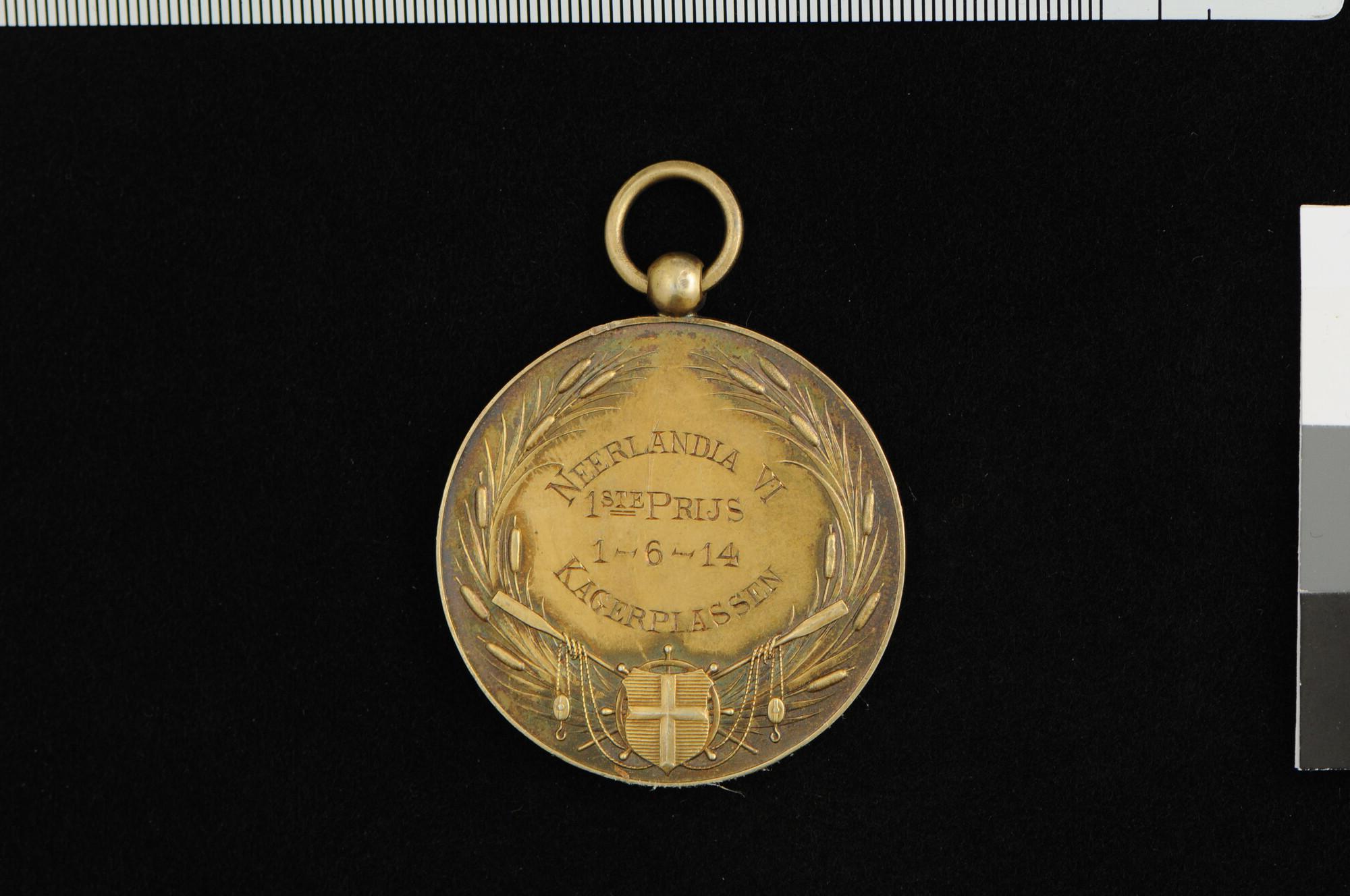 S.7284(01)40; Prijspenning van Zeil-, Roei- en Motorsportvereeniging "De Kaag", 1914; penning