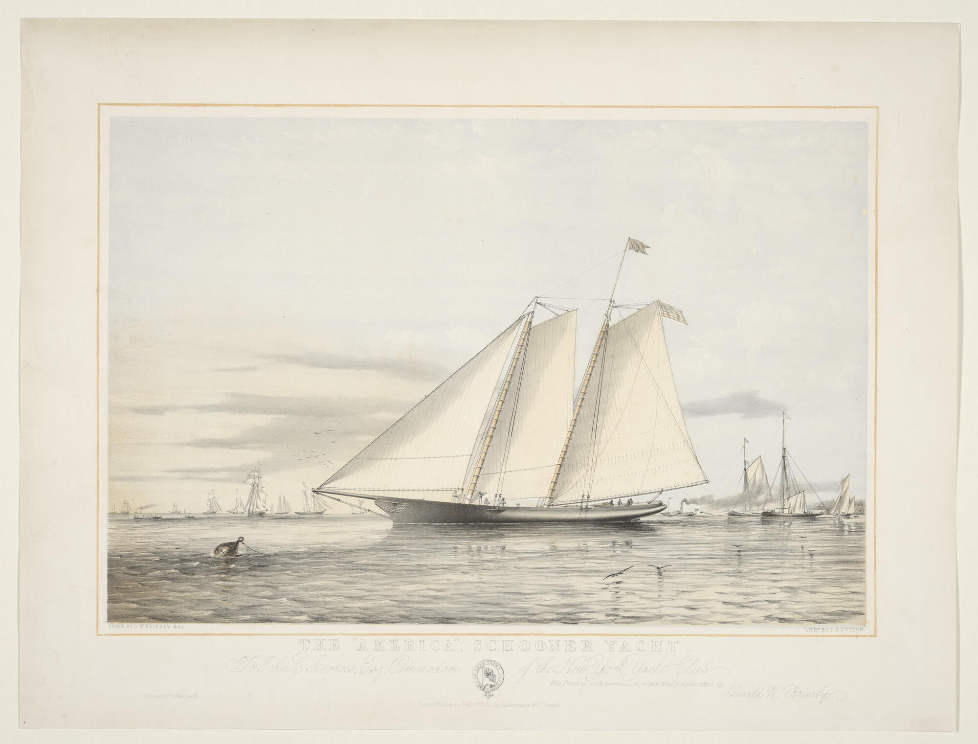 A.2193(02); Het schoenerjacht 'America'; prent