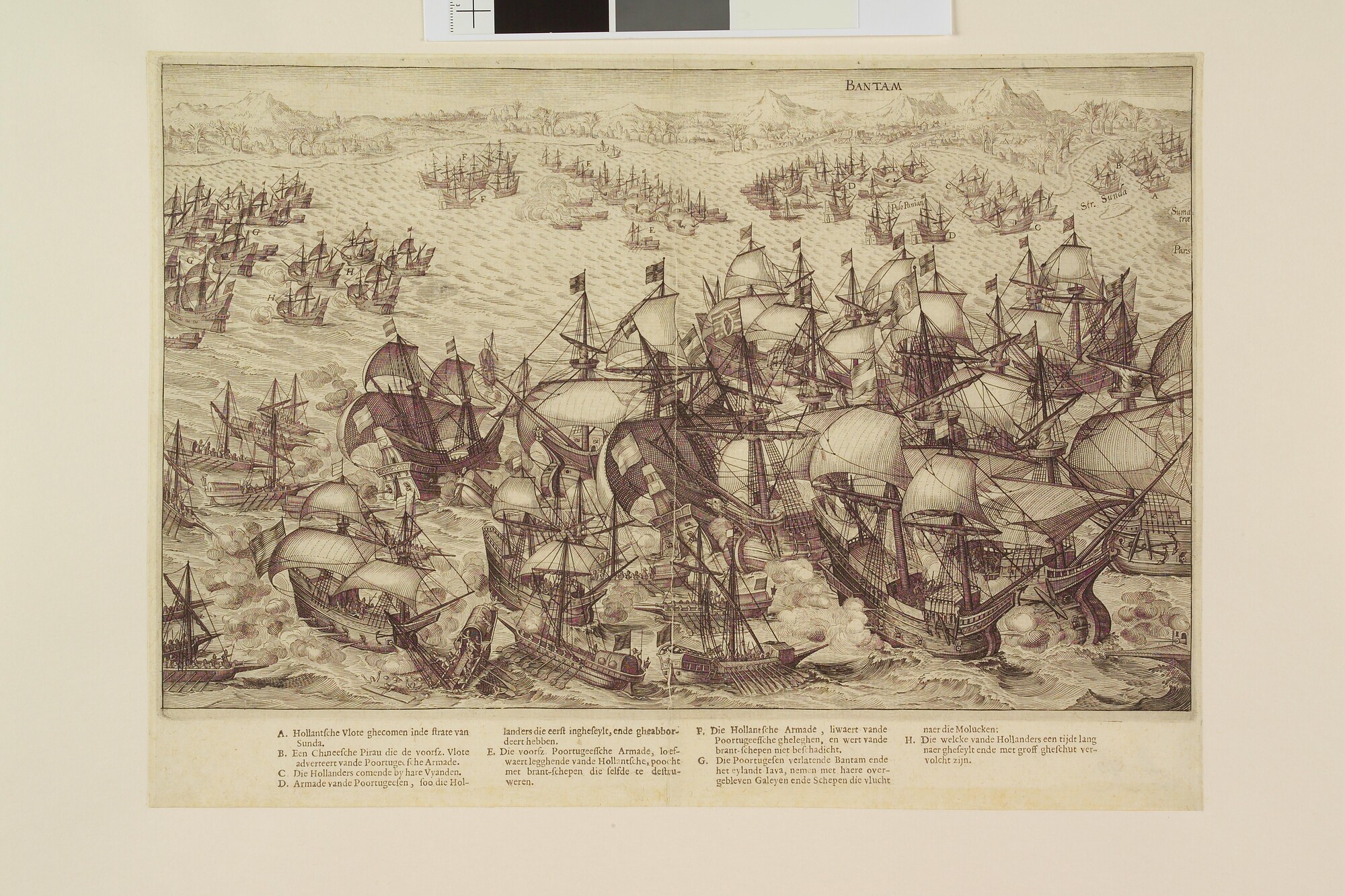 B.0040(008); Overwinning van admiraal Wolfert Hermanszoon op de Portugese vloot voor Bantam; prent