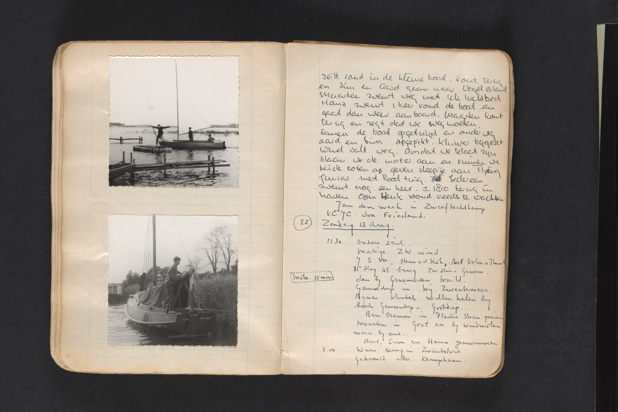 2017.0794; Logboek c.q. fotoalbum van reizen met zeeschouw Grutto in Nederland, 1961-1962; logboek