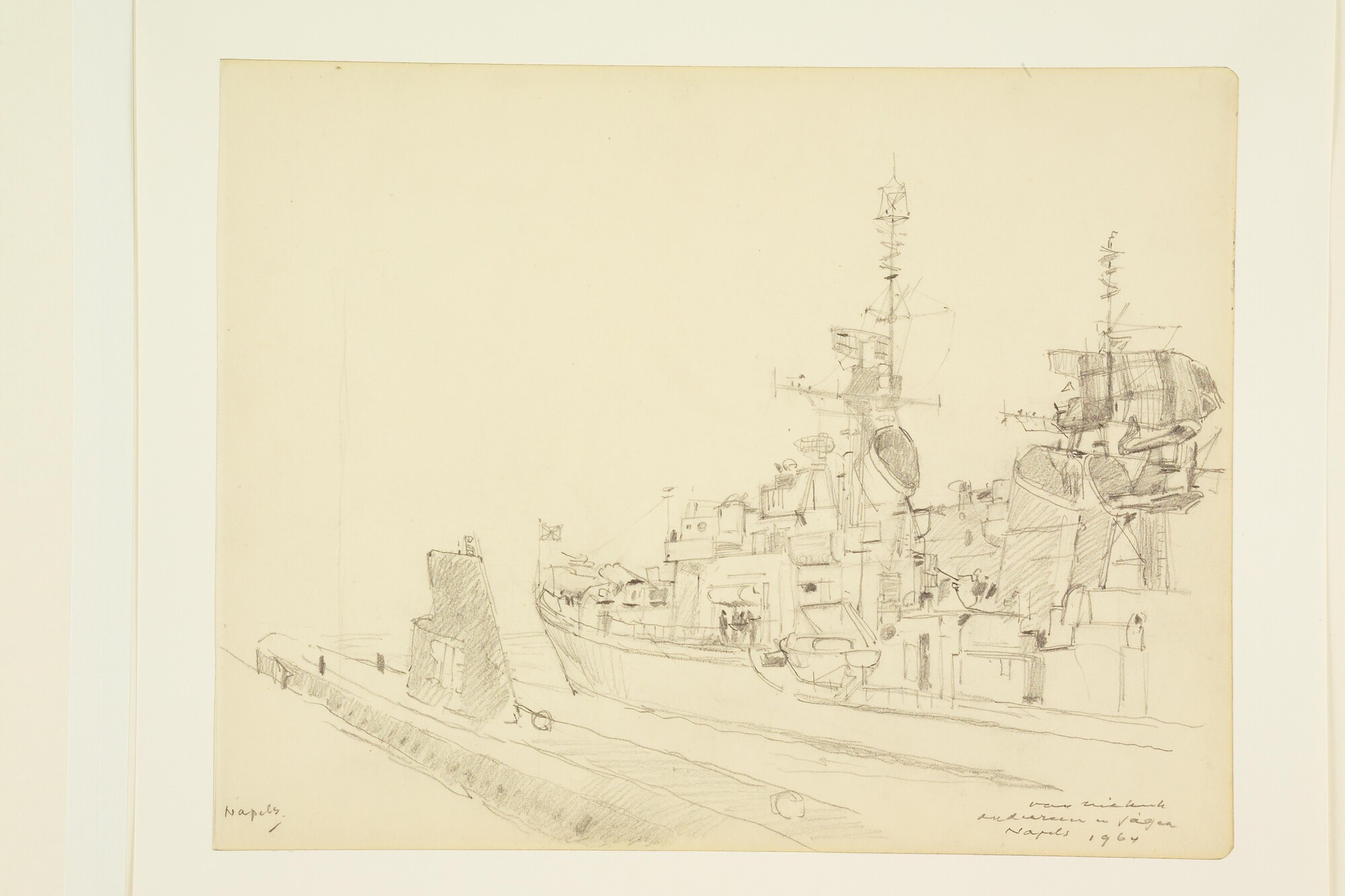 A.5614(04); De onderzeeboot  "Zeeleeuw" en de onderzeebootjager "Holland"; tekening