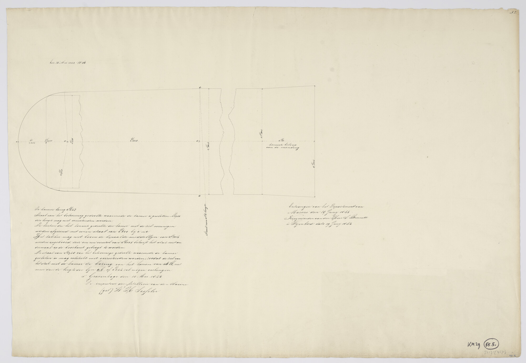 S.2175(4571); Werktekening boren kanonloop; technische tekening