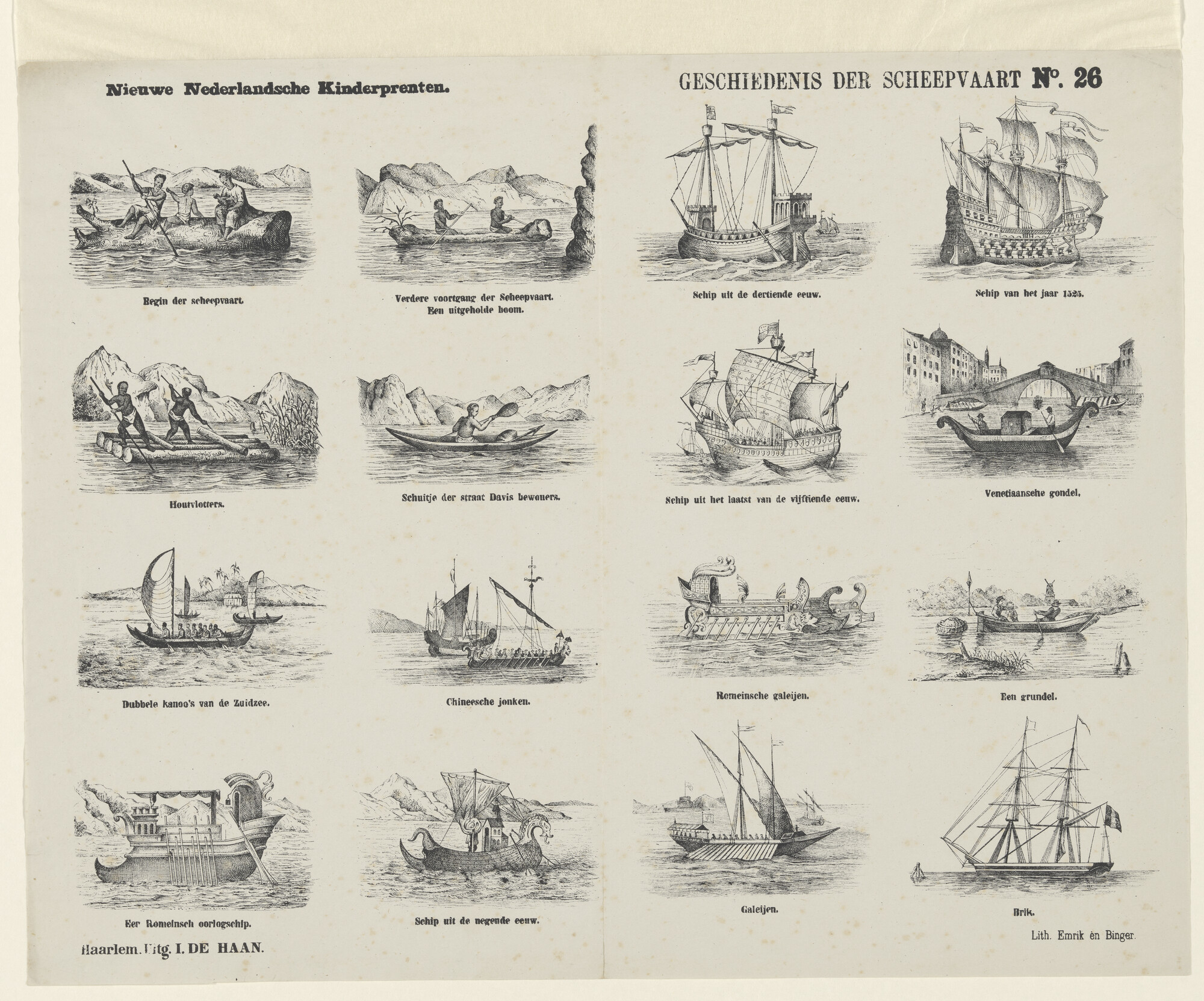 2000.1733; Geschiedenis der Scheepvaart; prent